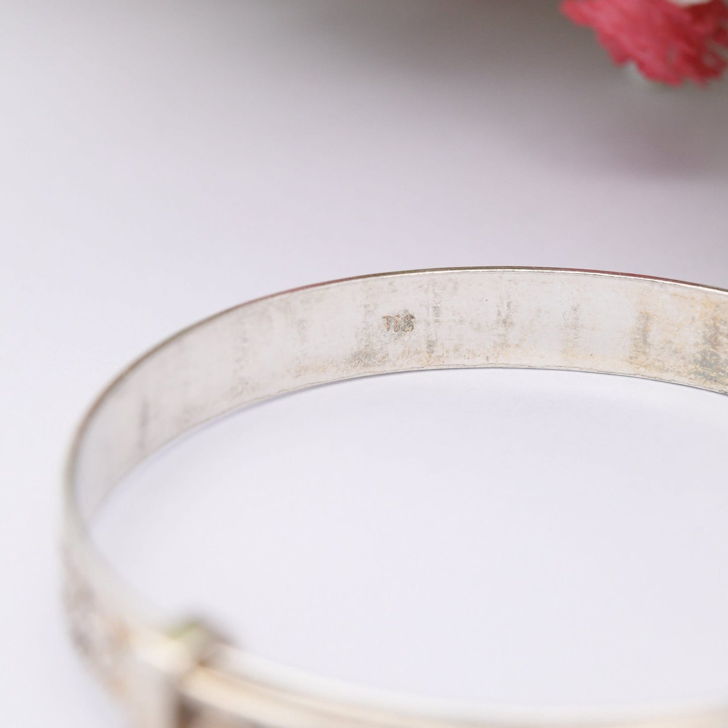 Vintage Sterling Silver Baby Bangle Bracelet - Expanding Child Bangle | Love Heart Design