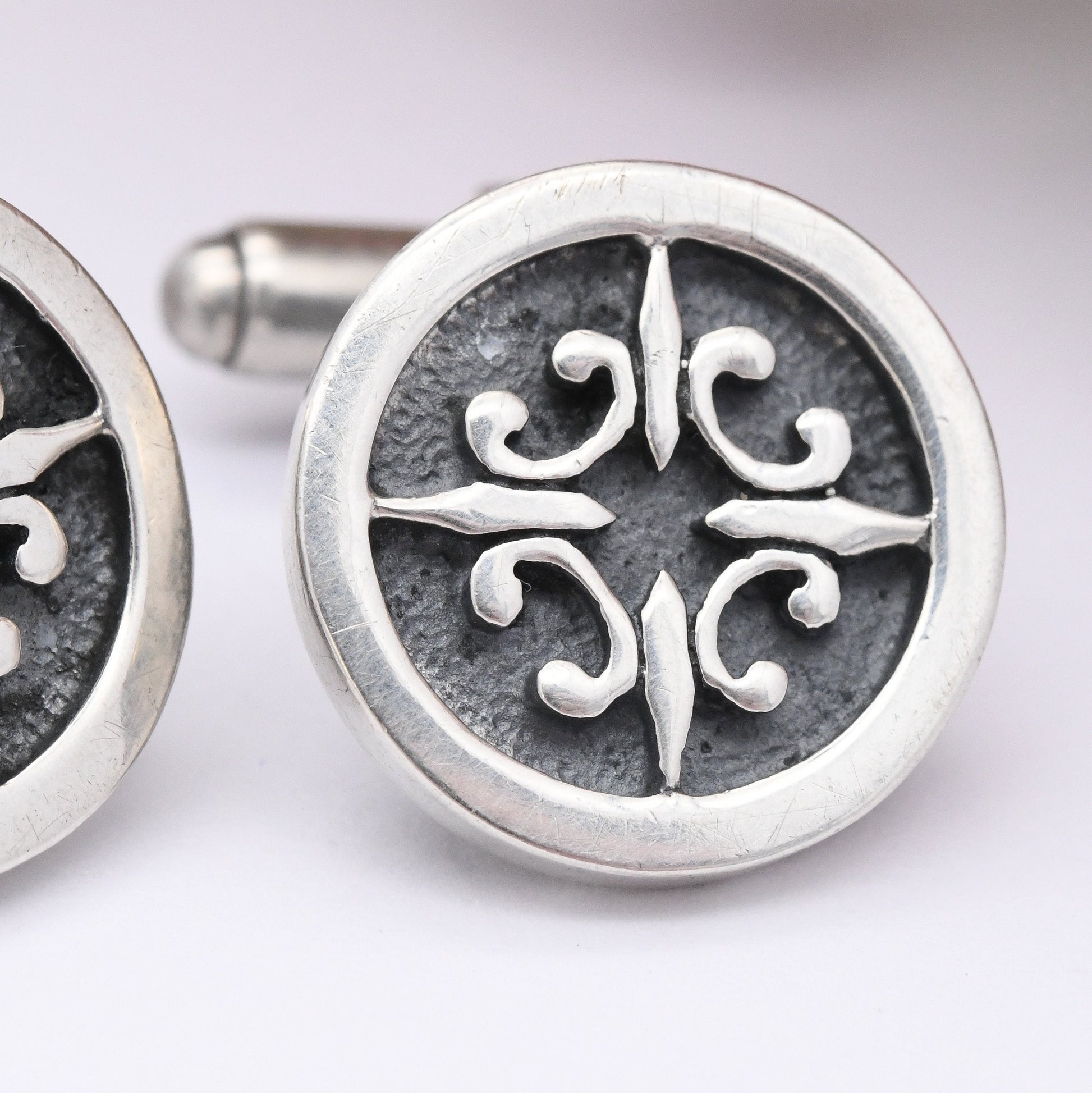 Vintage Sterling Silver Cufflinks with St Magnus Cross - Scottish Celtic Cross Design