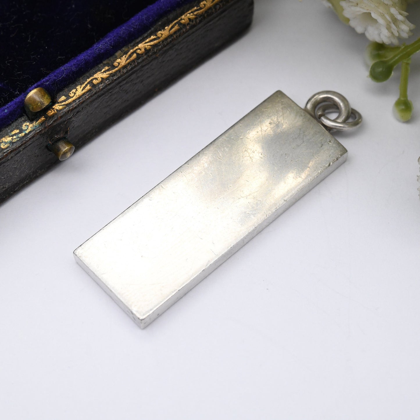 Vintage Sterling Silver Ingot Pendant 1977 with Queen Elizabeth II Silver Jubilee Stamp - Hallmarked Sheffield L&N | Mid-Century Necklace