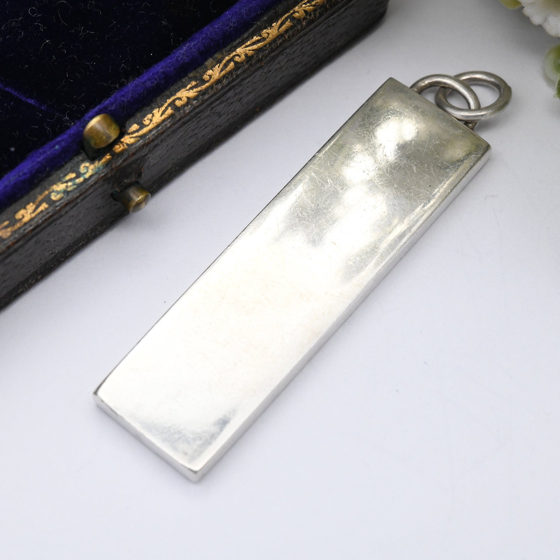 Vintage Sterling Silver Ingot Pendant 1977 with Queen Elizabeth II Silver Jubilee Stamp - Hallmarked R W Wingate | Mid-Century Necklace