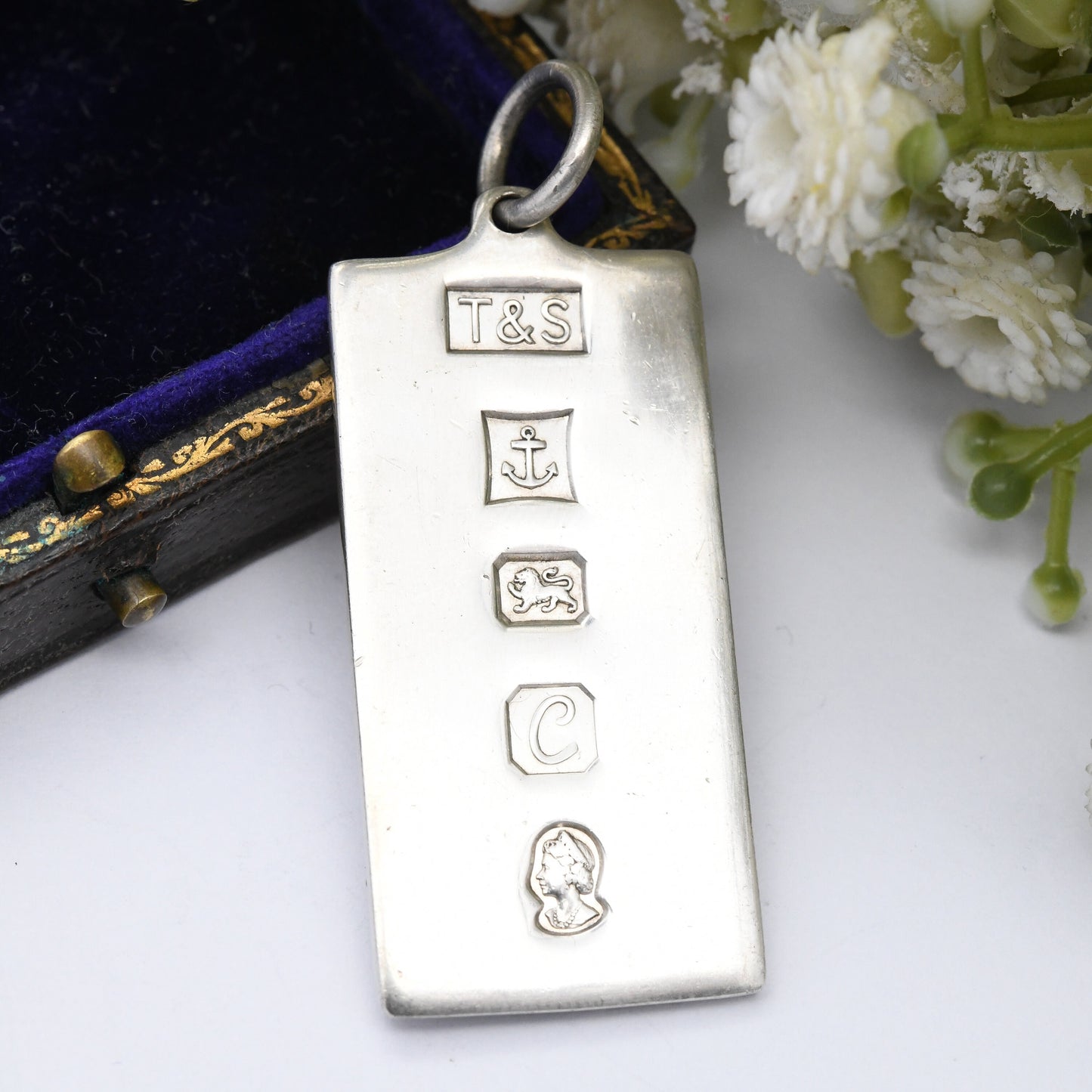 Vintage Sterling Silver Ingot Pendant 1977 with Queen Elizabeth II Silver Jubilee Stamp - Hallmarked Birmingham T&S | Mid-Century Necklace