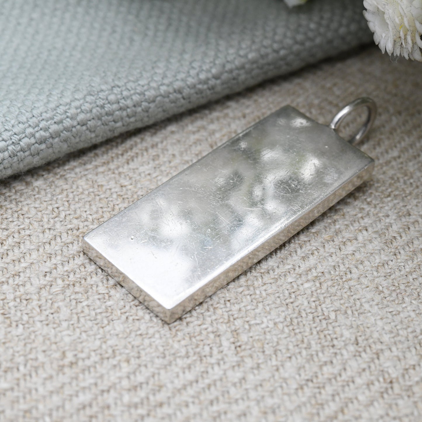 Vintage Sterling Silver Ingot Pendant 1977 with Queen Elizabeth II Silver Jubilee Stamp - Hallmarked in Birmingham | Mid-Century Necklace