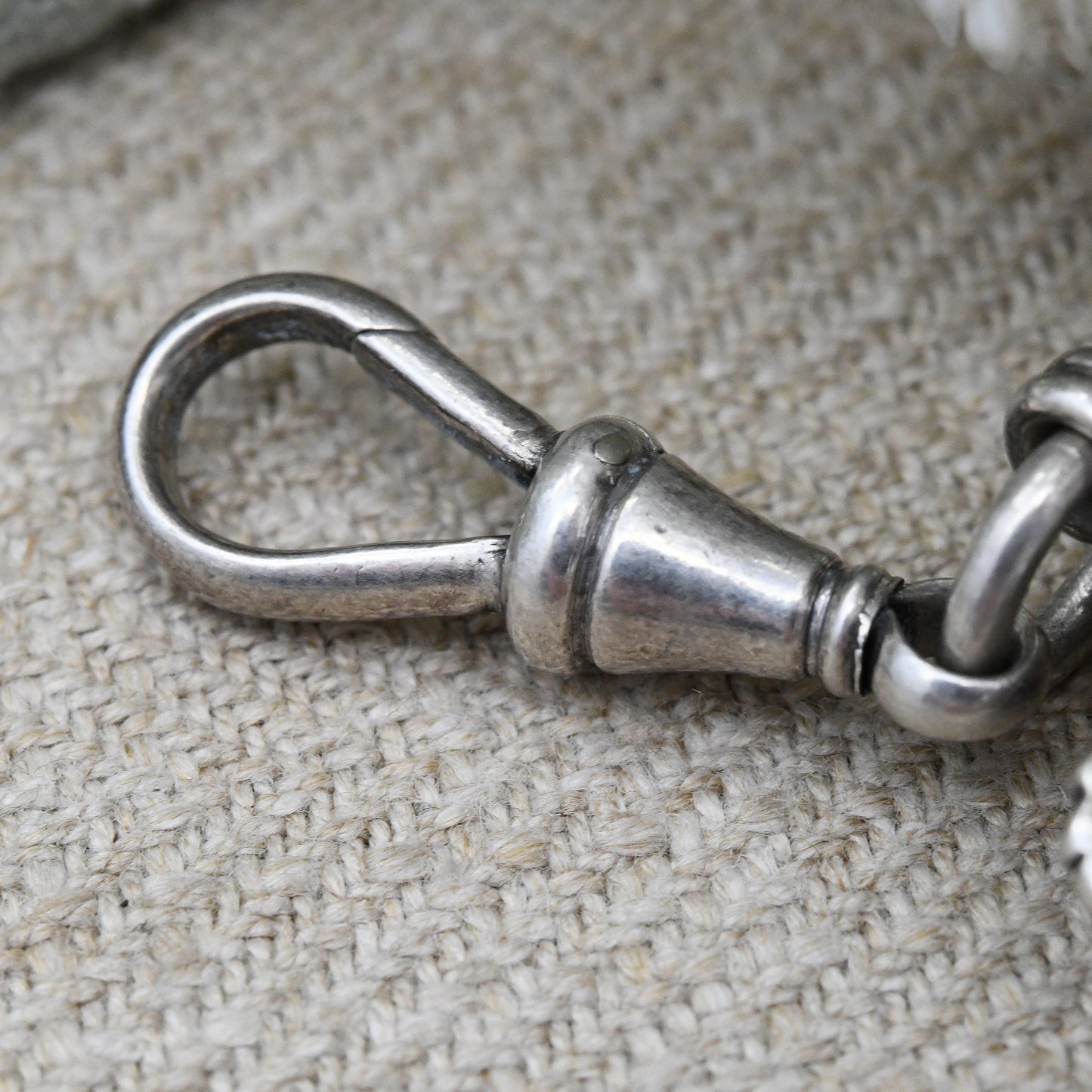 Antique Sterling Silver Watch Fob Pendant with Dog Clip 1904 by Arthur Fenwick - with Rose Gold Shields | Ornate Engraving