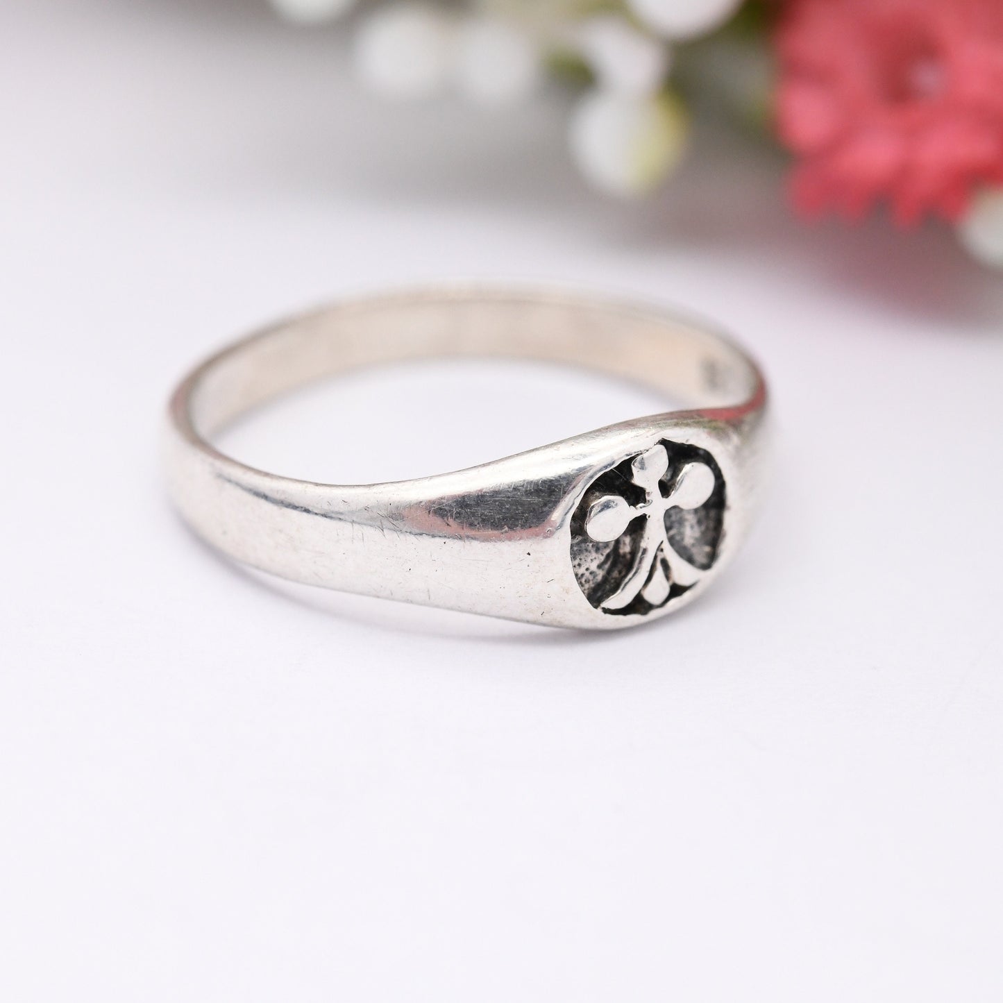 Vintage European Sterling Silver Club Symbol Ring - Unisex Everyday Silver | UK Size - M | US Size - 6 1/4