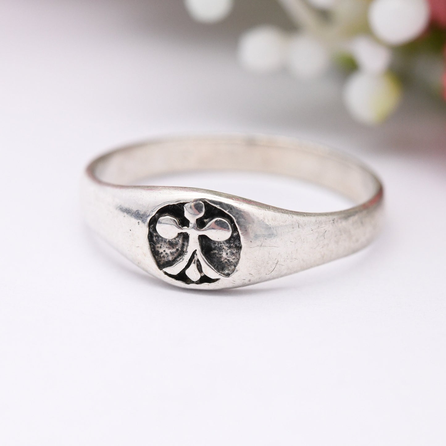 Vintage European Sterling Silver Club Symbol Ring - Unisex Everyday Silver | UK Size - M | US Size - 6 1/4