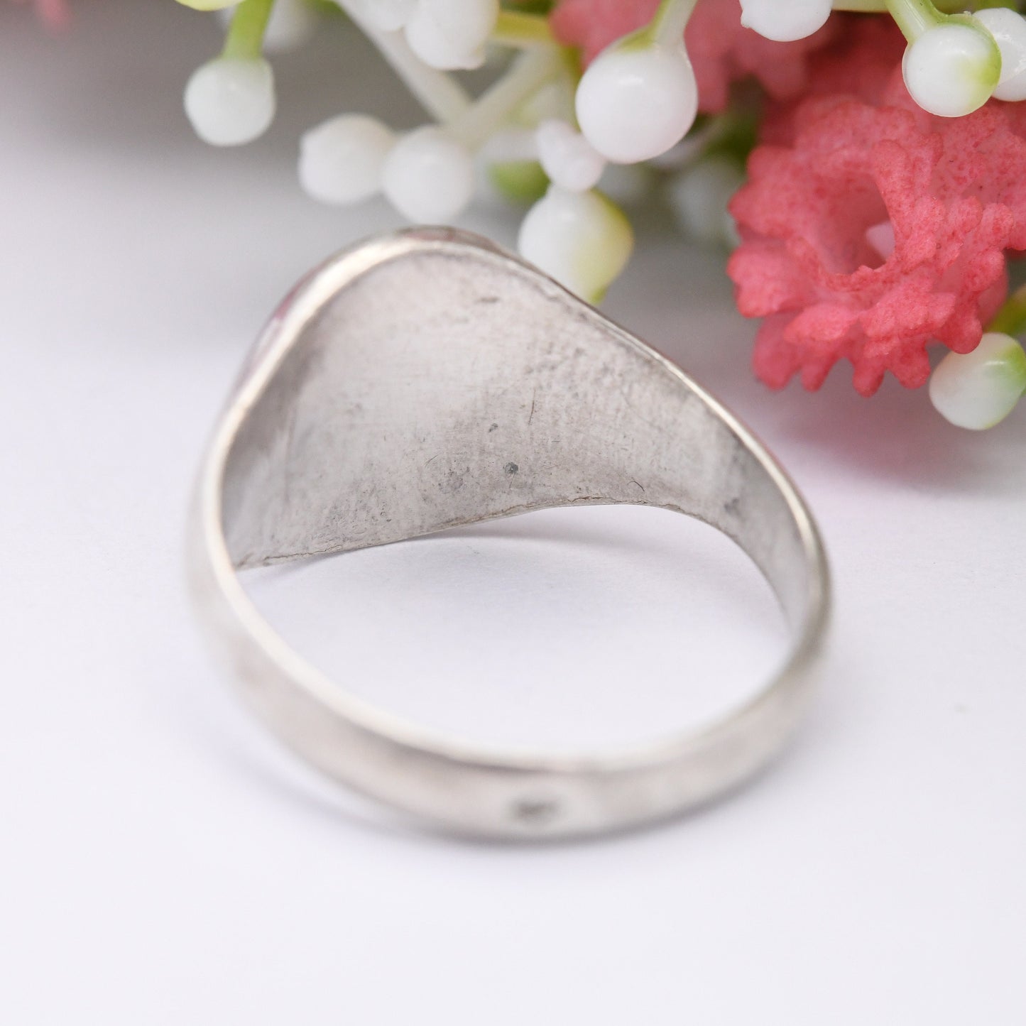 Vintage French Silver Fleur de Lis Signet Ring - Unisex Pinkie Ring | Everyday Silver | UK Size - L 1/2 | US Size - 6