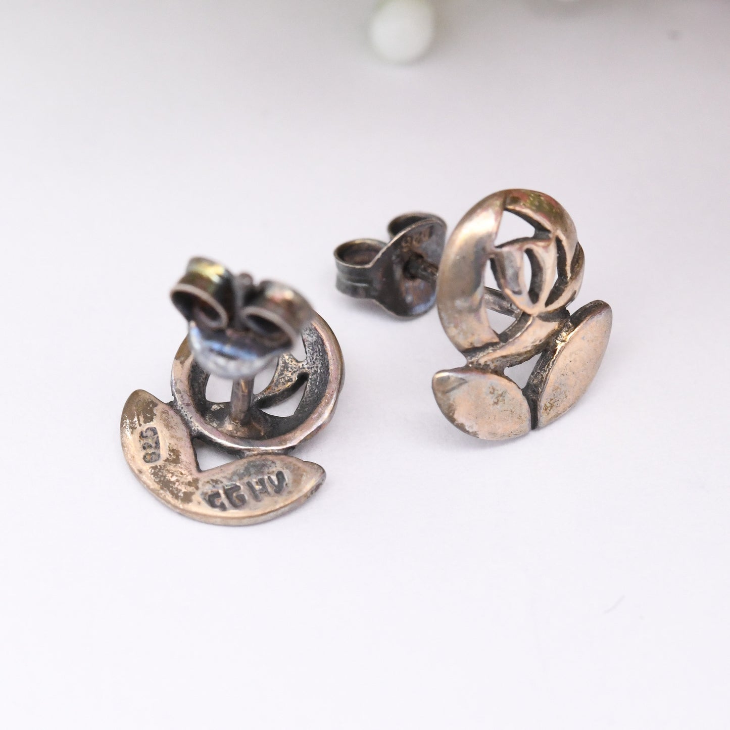 Vintage Kit Heath Sterling Silver Glasgow Rose Stud Earrings - Great British Designer | Celtic Scottish Flower | Mackintosh Gift Box