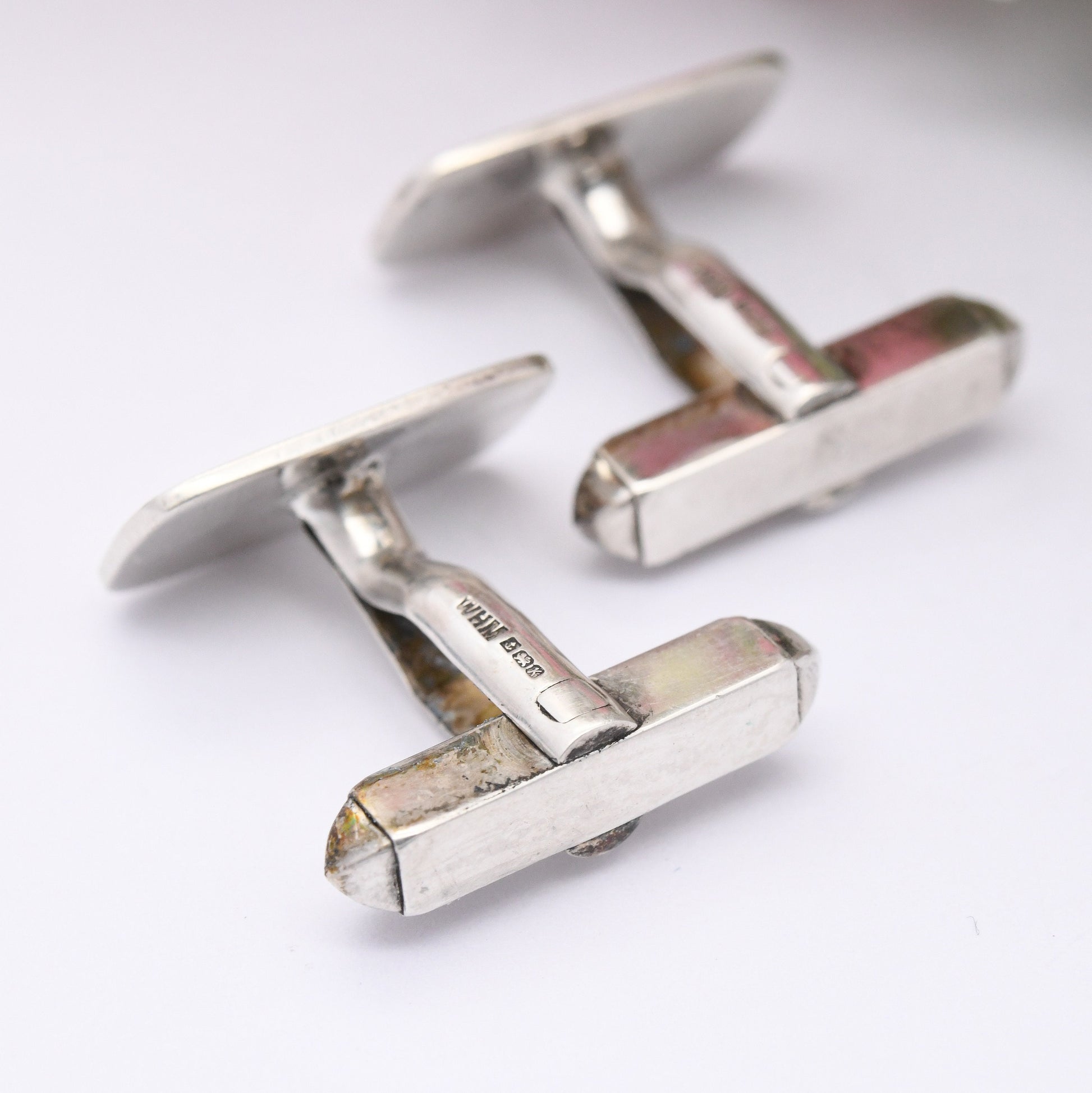 Vintage Sterling Silver Cufflinks with Engraved Scrolling 1984 - Mid-Century Textured Silver | Antique Style