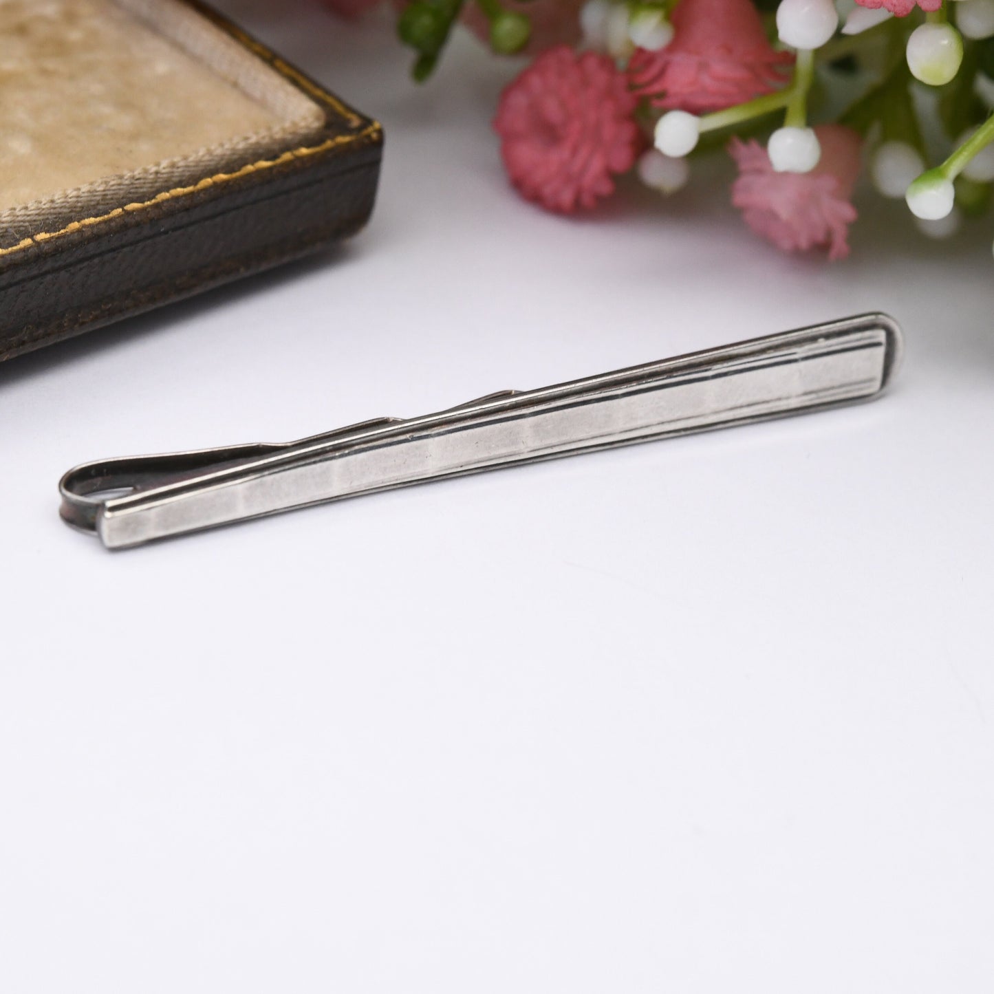 Vintage Andreas Daub Sterling Silver Tie Slide A*D - Mid-Century Minimal Professional Men's Tie Clip | Gift for Him.