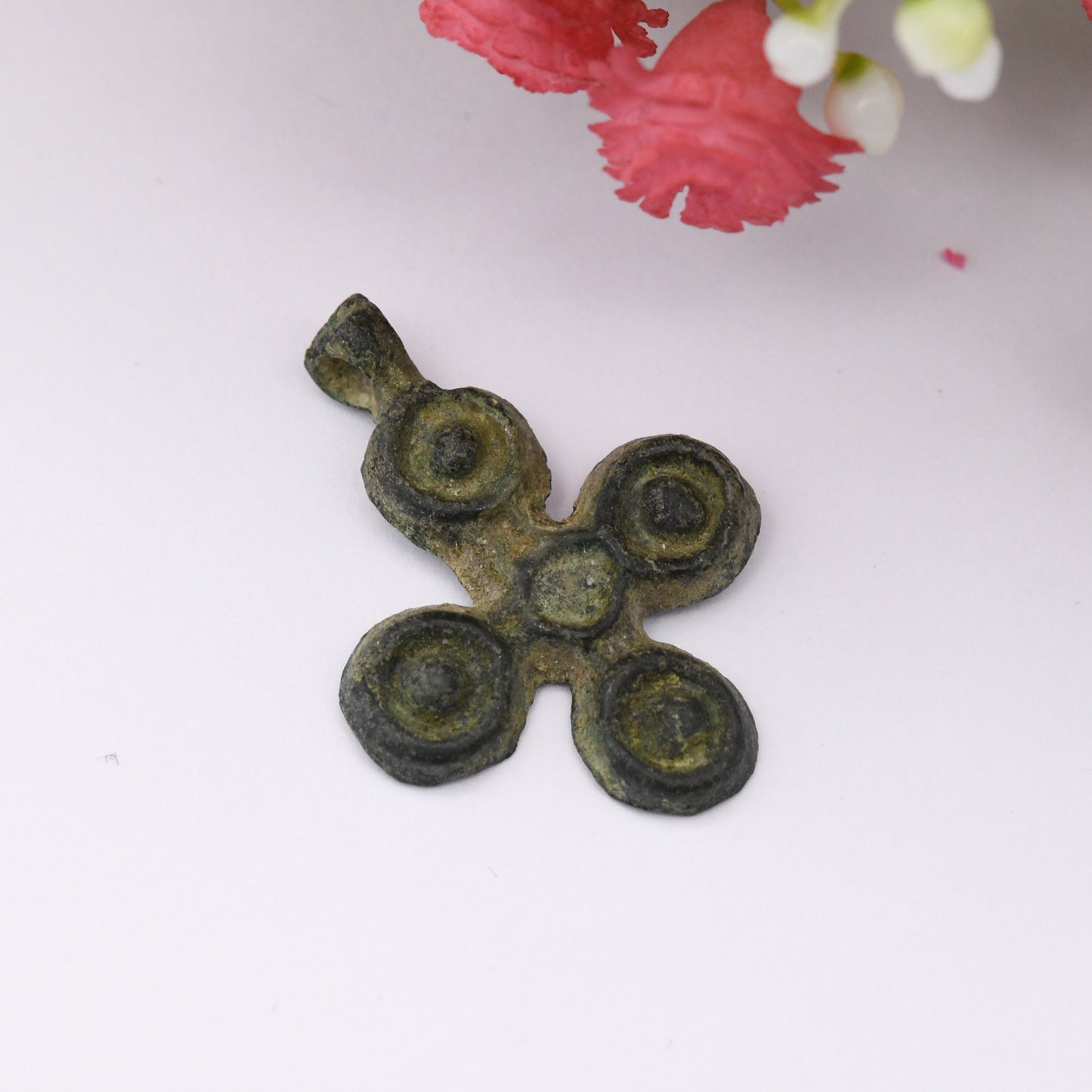 Medieval Viking Era Bronze Cross Medallion Pendant - Ancient Metal Necklace Religious Talisman