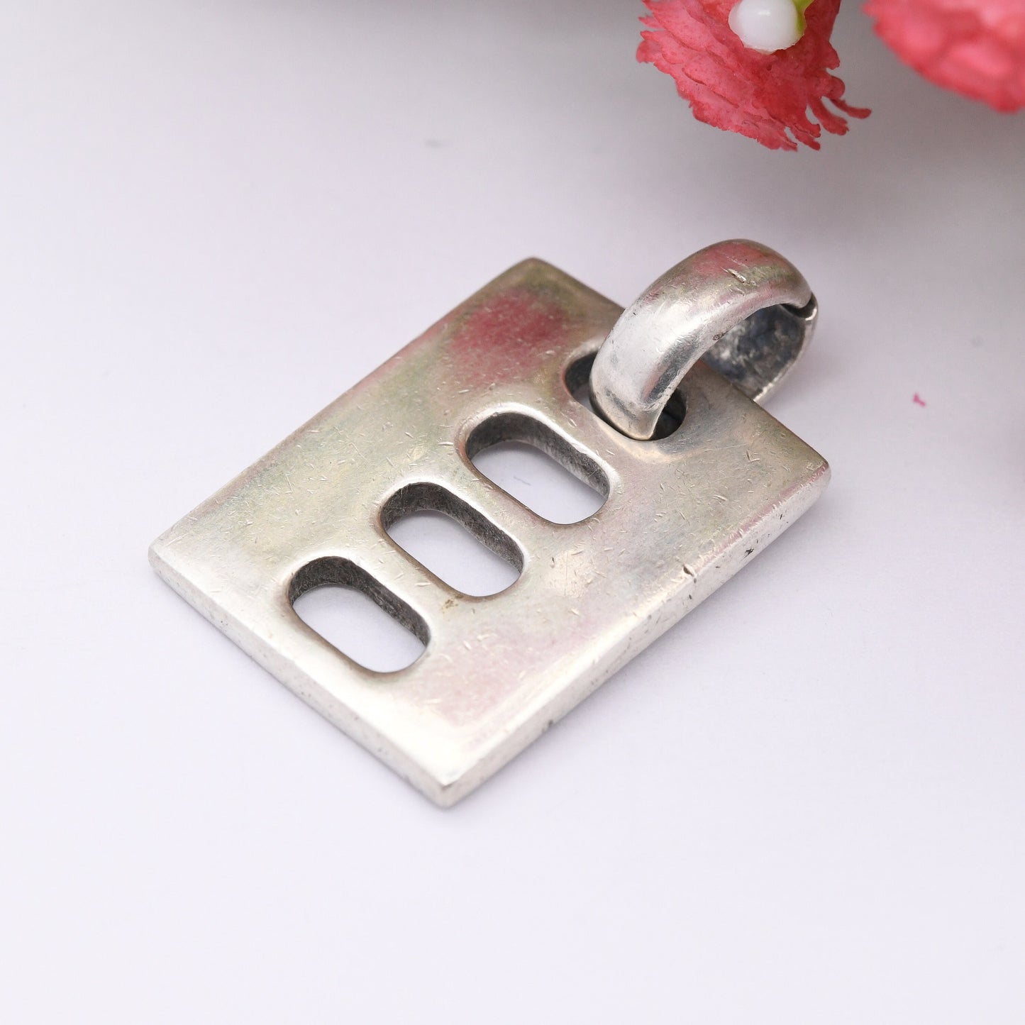 Vintage Minimalist Sterling Silver Pendant - with Cut-Out Design | Unisex Everyday Silver Jewellery