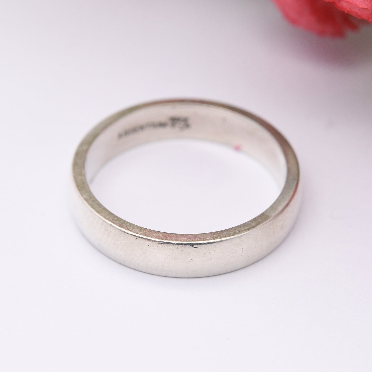 Argentium Silver Band Ring - Everyday Silver Tarnish Resistant | Unisex Minimalist Jewellery | UK Size - O | US Size - 7 1/4