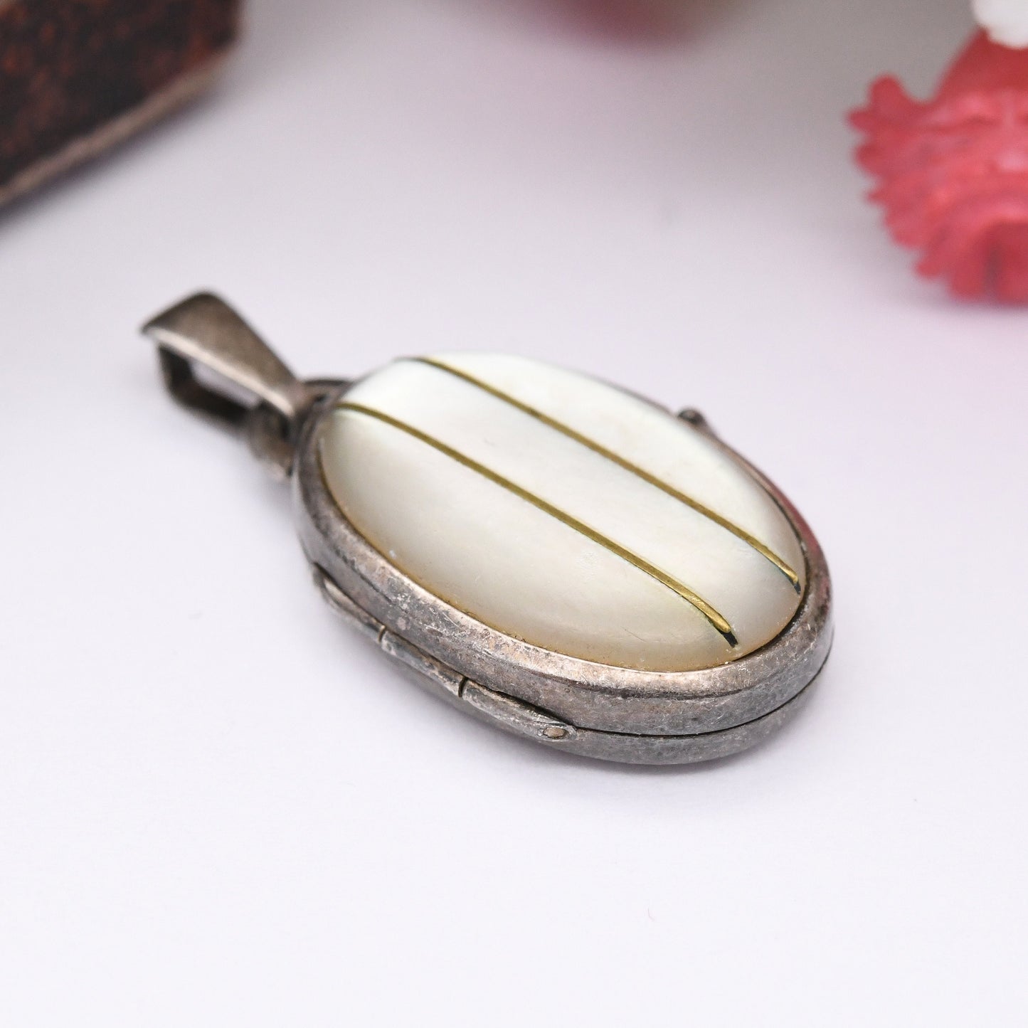 Vintage Sterling Silver Mother of Pearl Locket Pendant by Rodi and Wienenberger R&W - Mid-Century Designer Pretty Little Silver Locket Gift