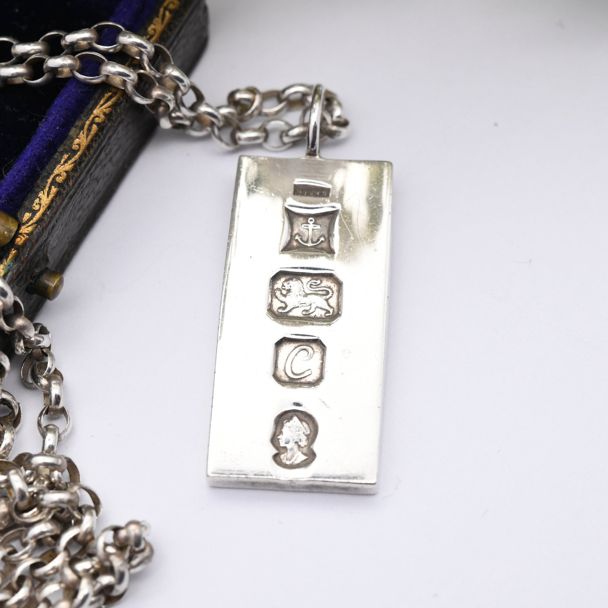 Vintage Sterling Silver Ingot Pendant 1977 with Queen Elizabeth II Silver Jubilee Stamp - Birmingham Hallmark | Mid-Century Necklace