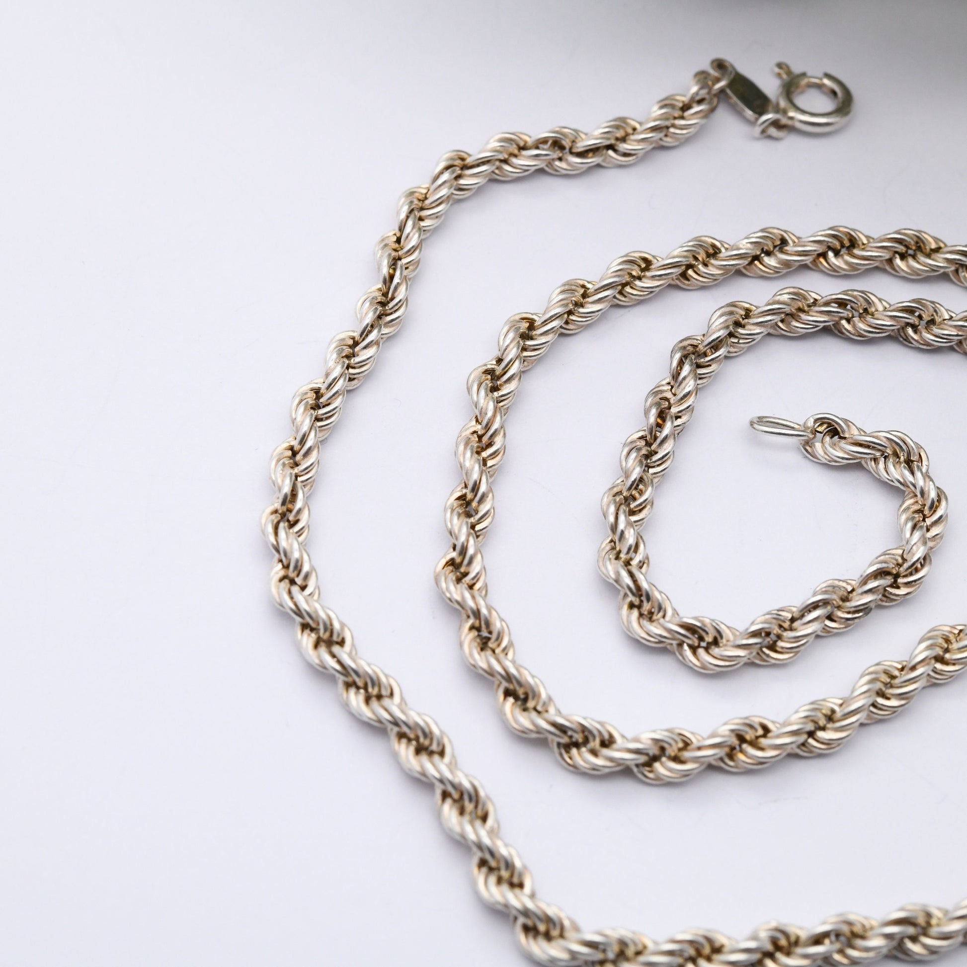 Vintage Sterling Silver Rope Twist Chain Necklace 1988 - Chunky Unisex Design | 20"