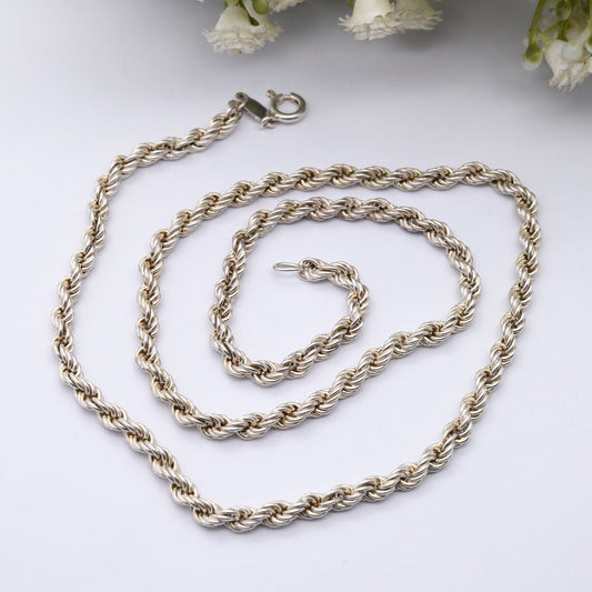 Vintage Sterling Silver Rope Twist Chain Necklace 1988 - Chunky Unisex Design | 20"