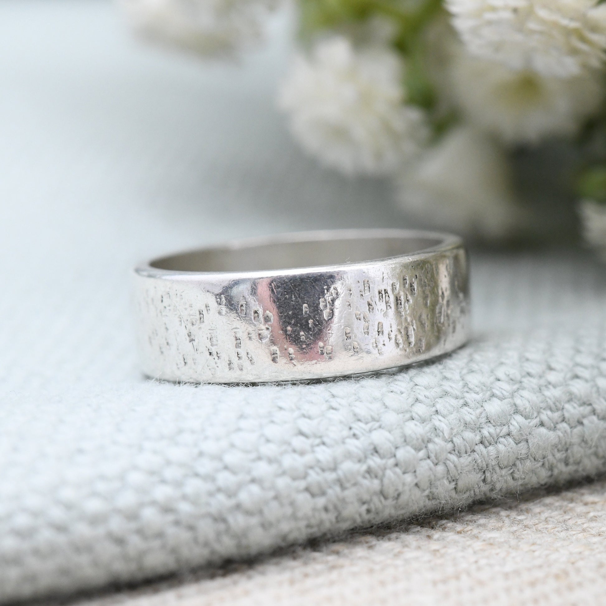 Vintage Sterling Silver Textured Band Ring 1996 by Exchange Findings - Chunky Y2K Silver Jewellery | UK Size - O | US Size - 7