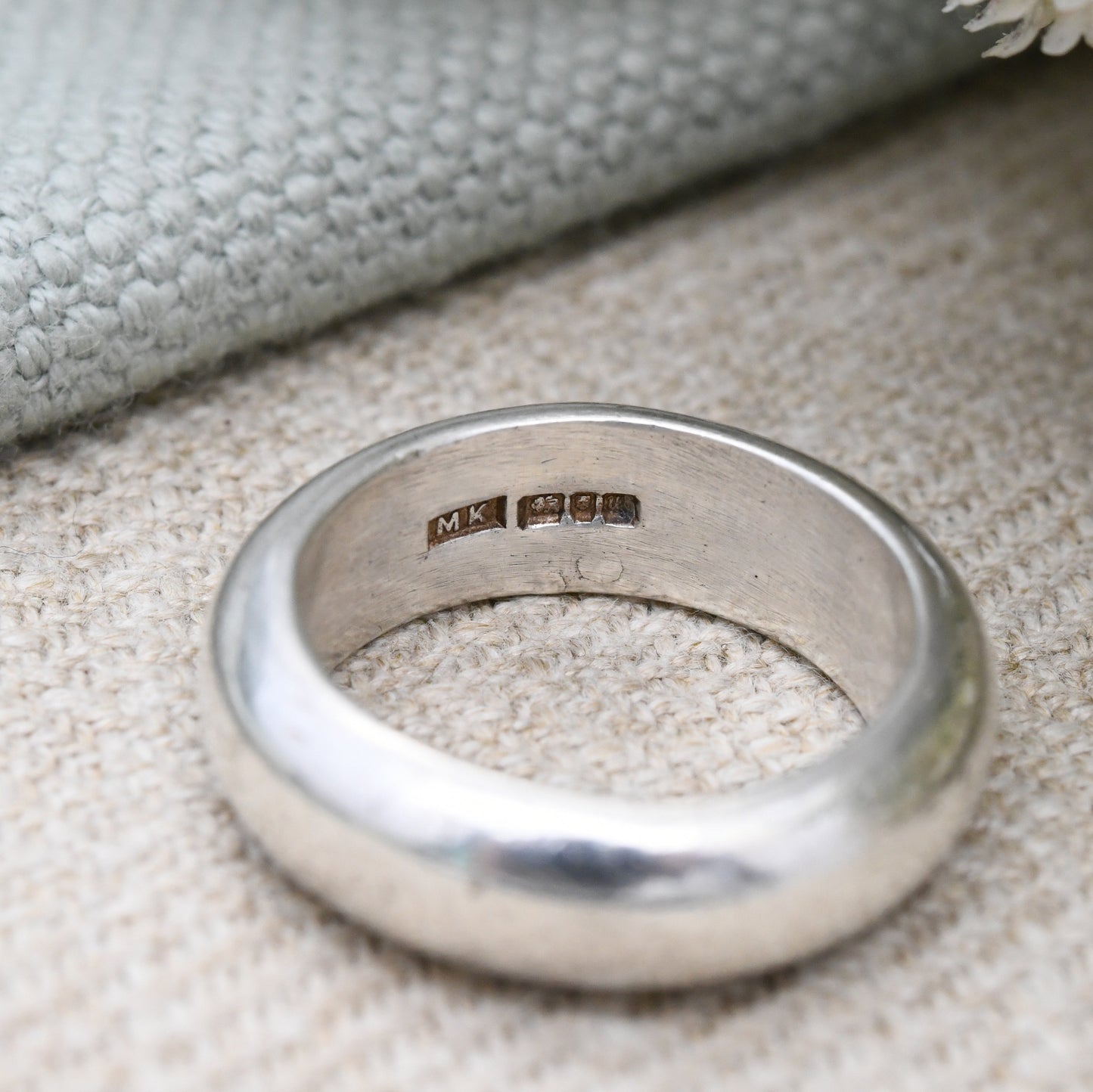 Vintage Sterling Silver Chunky Band Ring 1996 MK - 1990s Y2K Round Band | Heavy Minimalist Unisex Ring | UK Size - M | US Size - 6 1/4