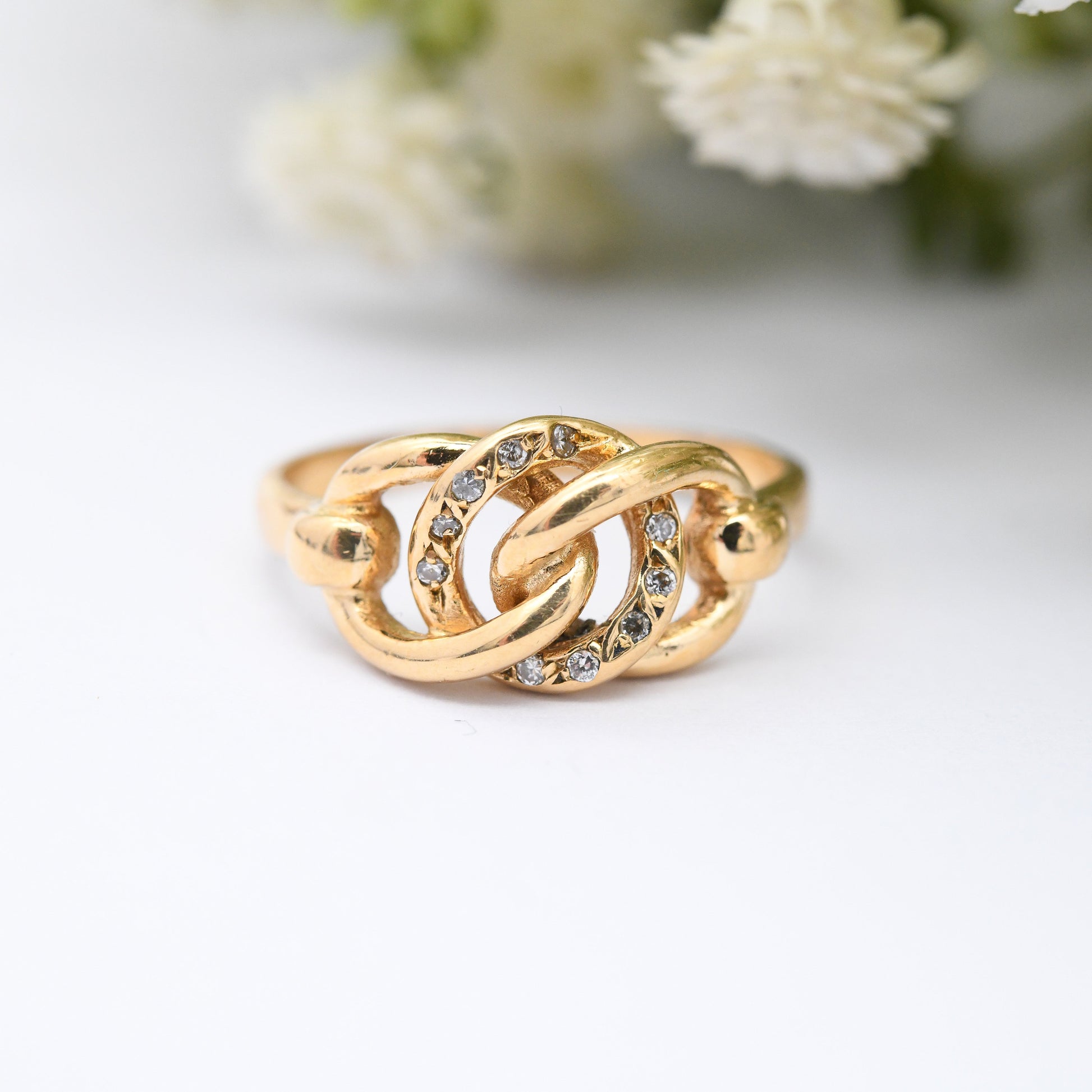 Vintage 19ct Gold Curb Chain Ring - Portuguese Gold Jewellery | Chunky Chain Link Band Statement Ring | UK Size - N | US Size - 6 3/4