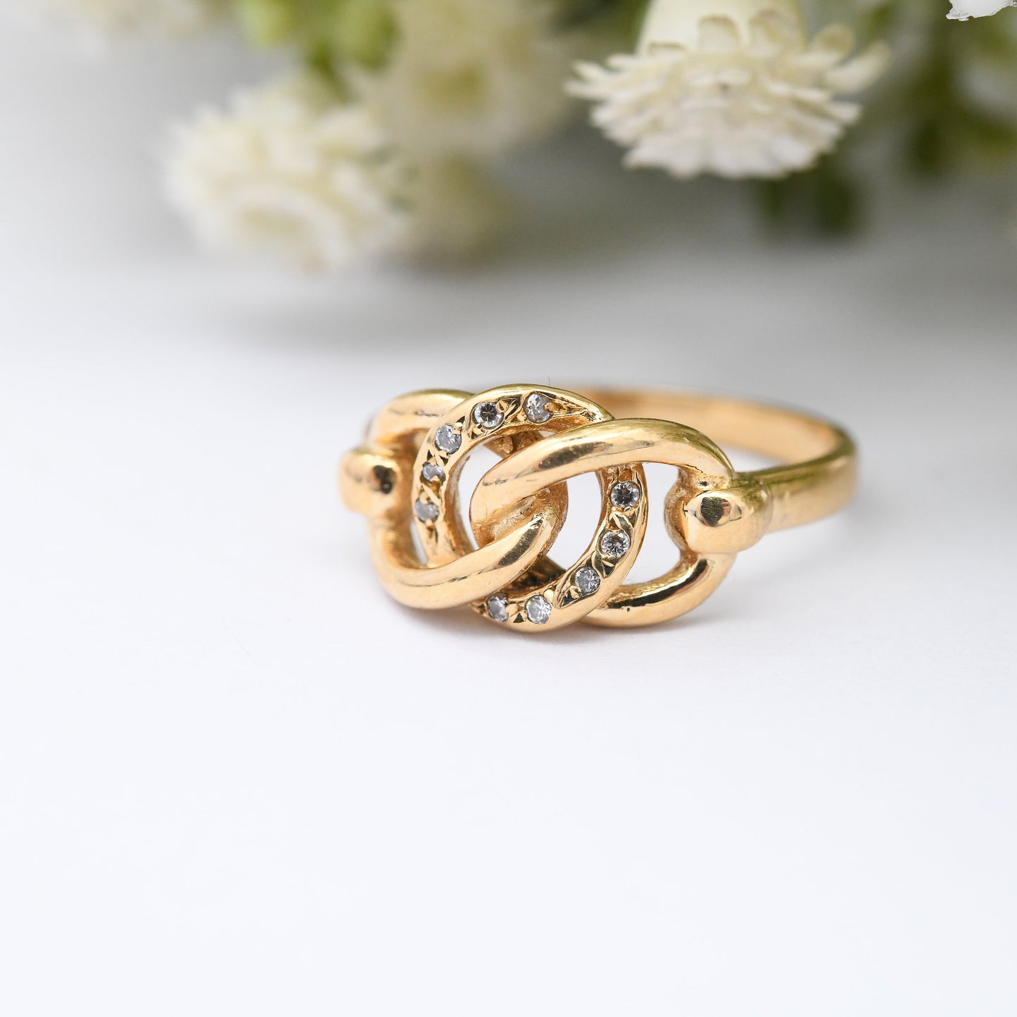 Vintage 19ct Gold Curb Chain Ring - Portuguese Gold Jewellery | Chunky Chain Link Band Statement Ring | UK Size - N | US Size - 6 3/4