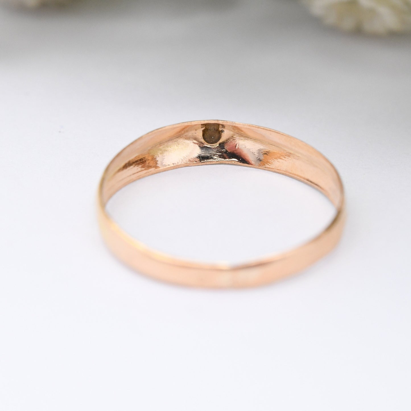 Vintage 19ct Rose Gold Solitaire Ring - Portuguese Gold Wedding Band | Everyday Gold Jewellery | Clear Stone | UK Size - K | US Size - 5 1/4