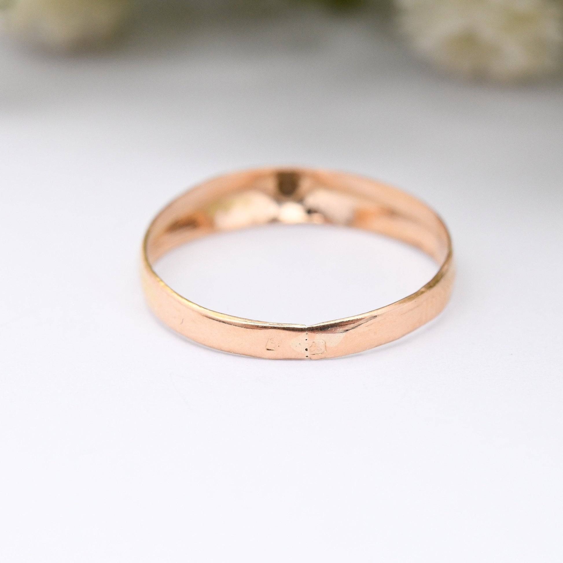 Vintage 19ct Rose Gold Solitaire Ring - Portuguese Gold Wedding Band | Everyday Gold Jewellery | Clear Stone | UK Size - K | US Size - 5 1/4