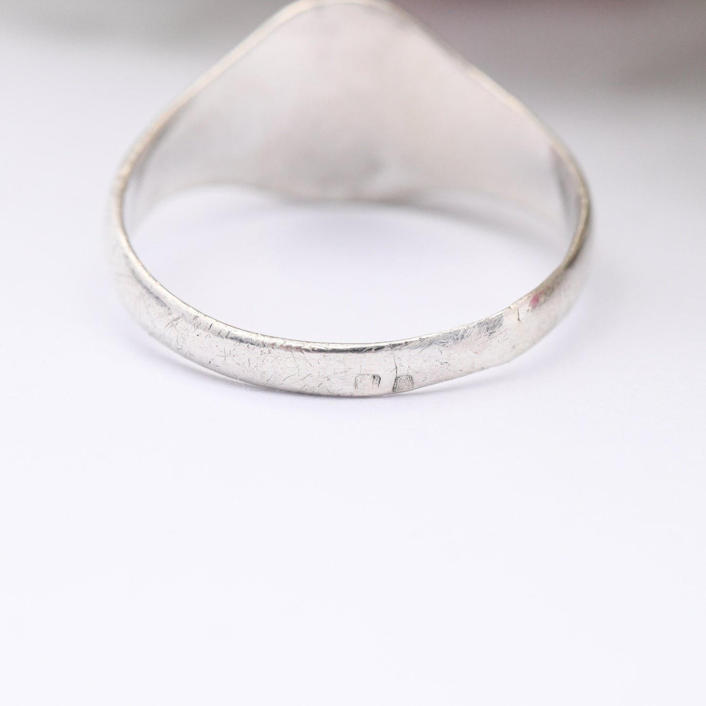 Vintage Silver Signet Ring with Rose Gold Plated Border - Portuguese Silver Jewellery | Mid-Century Unisex | UK Size - U | US Size - 10