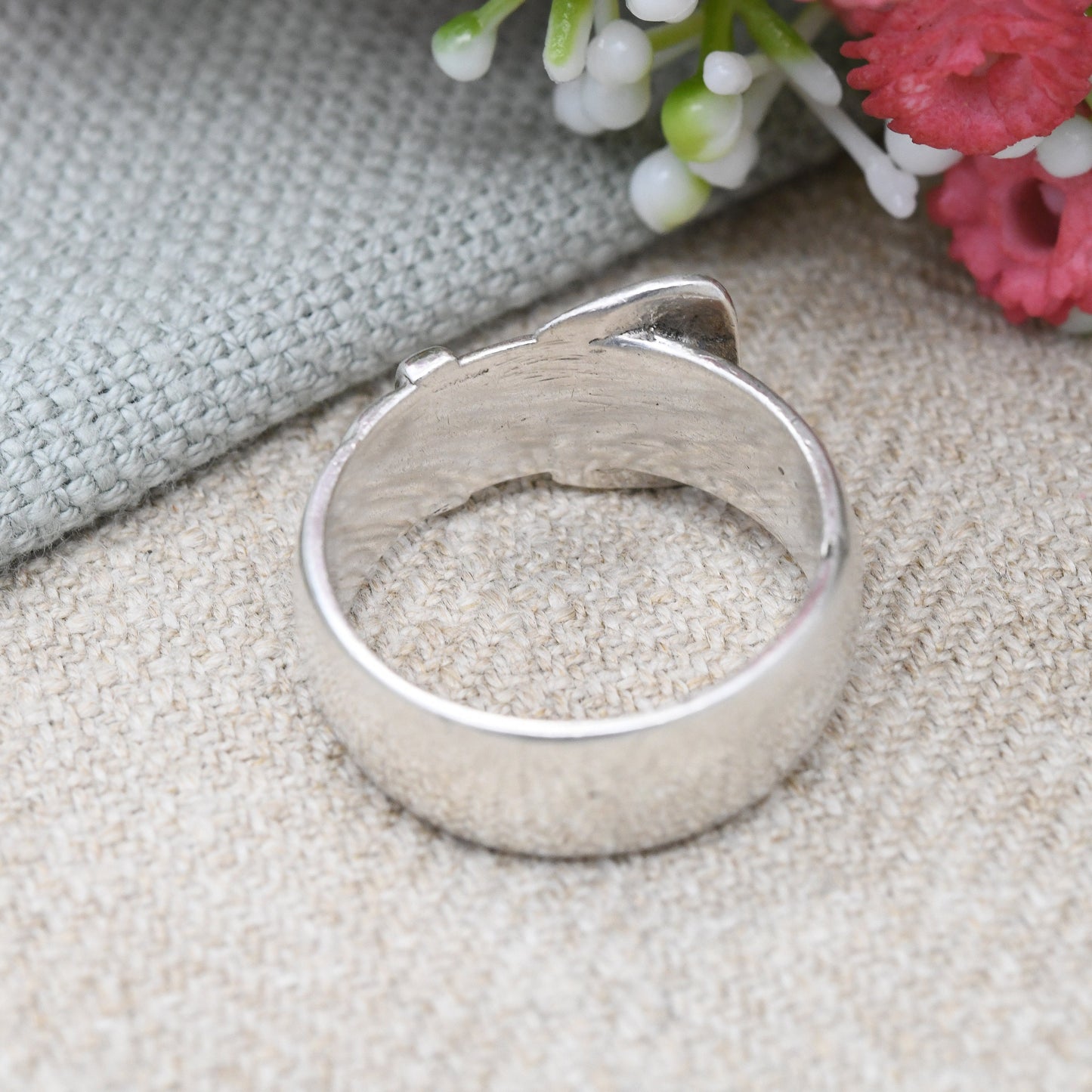 Vintage Sterling Silver Buckle Ring 1975 - Heavy Chunky Mid-Century | Large Unisex Love Belt Band Ring | UK Size - U 1/2 | US Size - 10 1/4