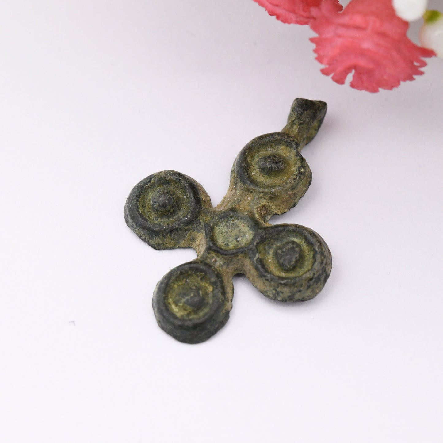 Medieval Viking Era Bronze Cross Medallion Pendant - Ancient Metal Necklace Religious Talisman