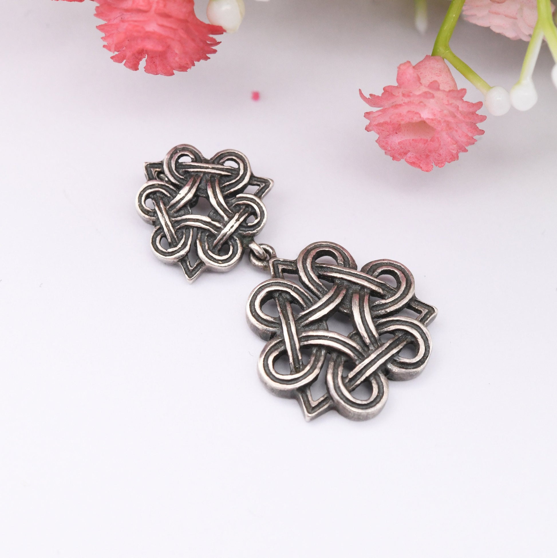 Vintage Sterling Silver Celtic Twist Openwork Pendant - Knotted Triangle Pattern | Unusual Silver Necklace | Earring Conversion