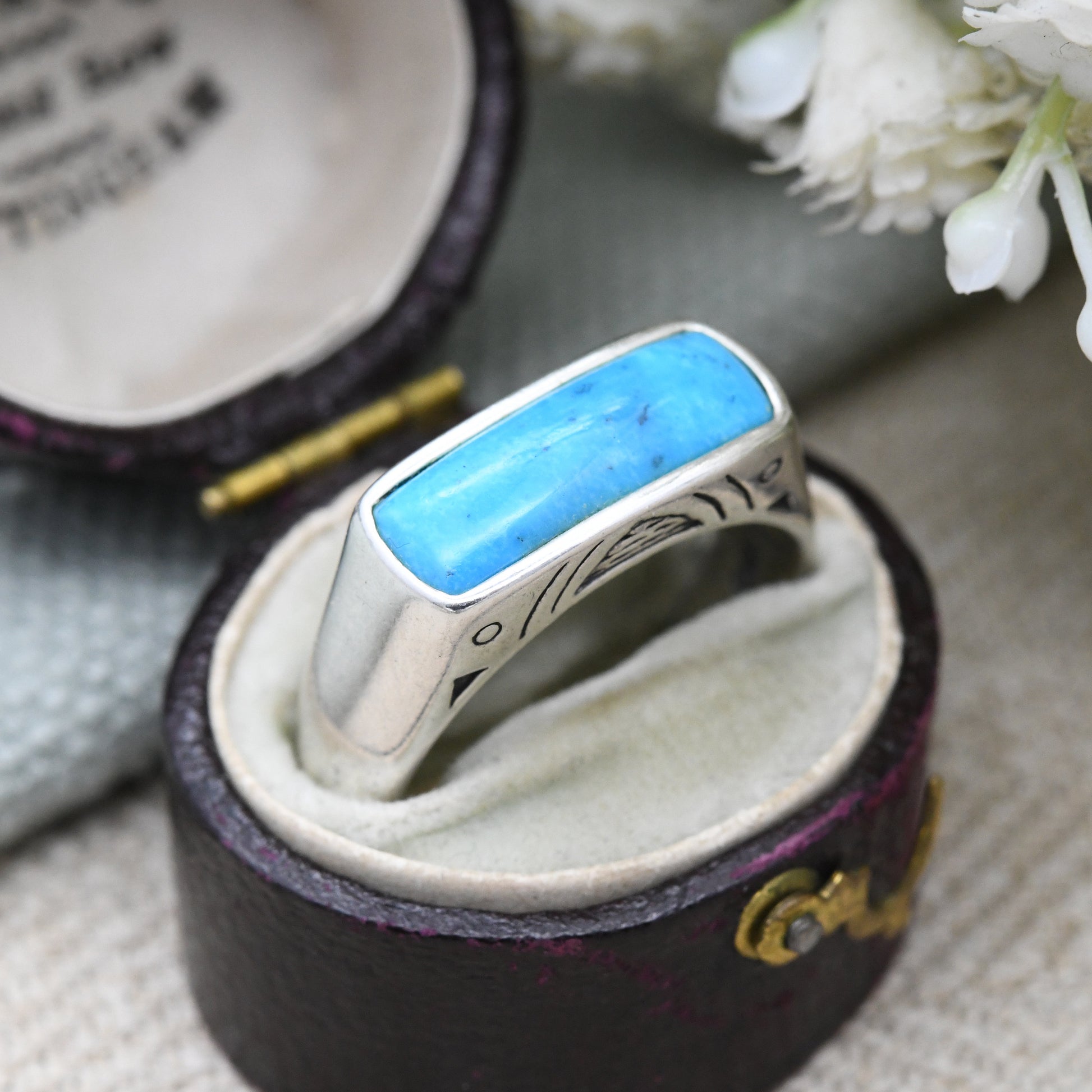 Carolyn Pollack Relios Sterling Silver Turquoise Ring - QVC New Mexico Southwestern Design | Blue Gemstone | UK Size - R | US Size - 8 3/4