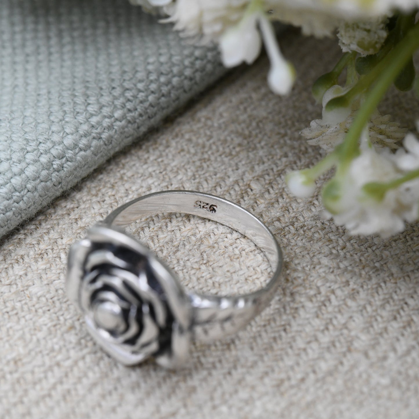 Vintage Sterling Silver Rose Ring - Chunky Flower Floral Shape | Floral Formed Solid Silver | UK Size - O 1/2 | US Size - 7 1/2