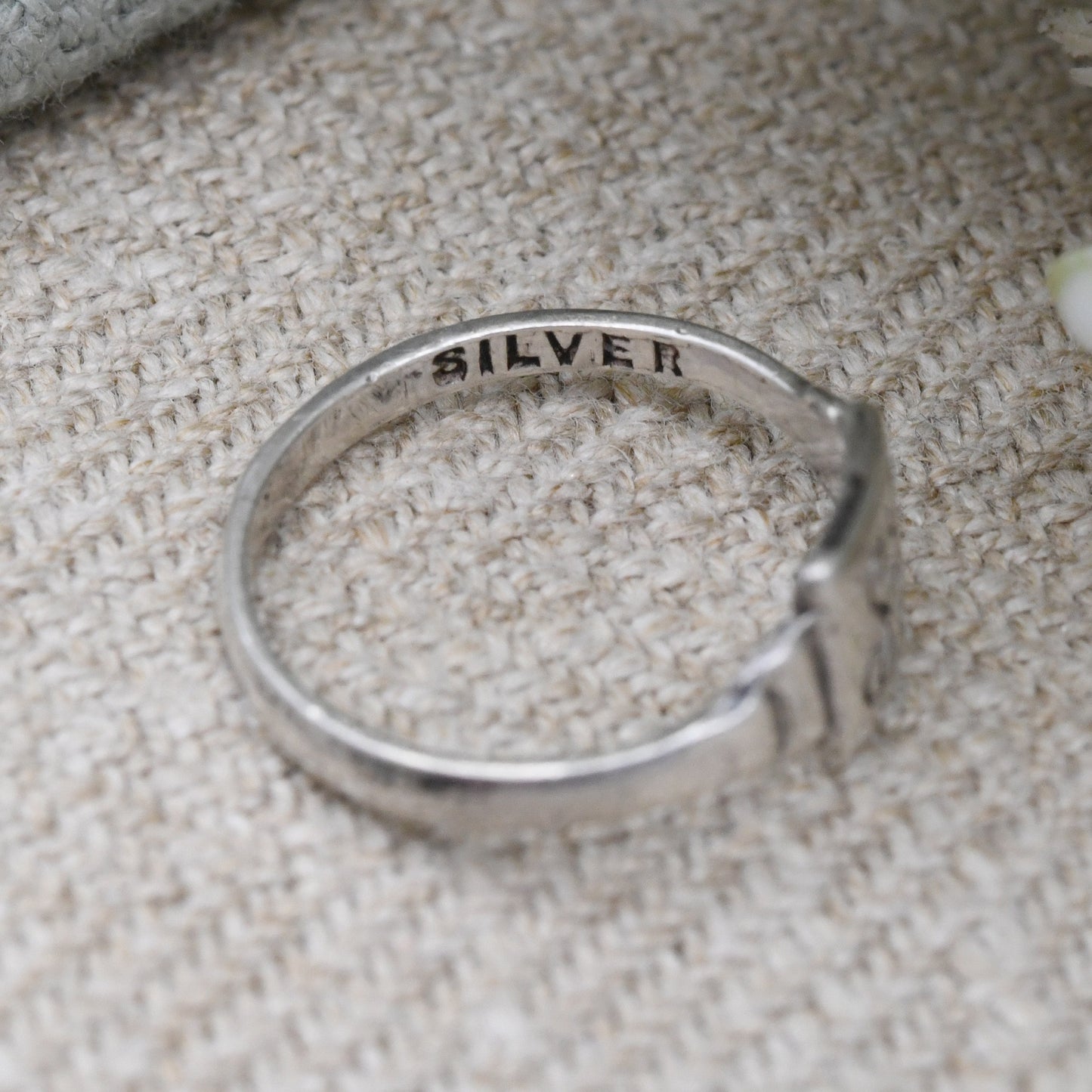 Vintage Sterling Silver Monogram Signet Ring - Engraved Initials SJ | Small Pinkie Ring | UK Size - H | US Size - 3 3/4