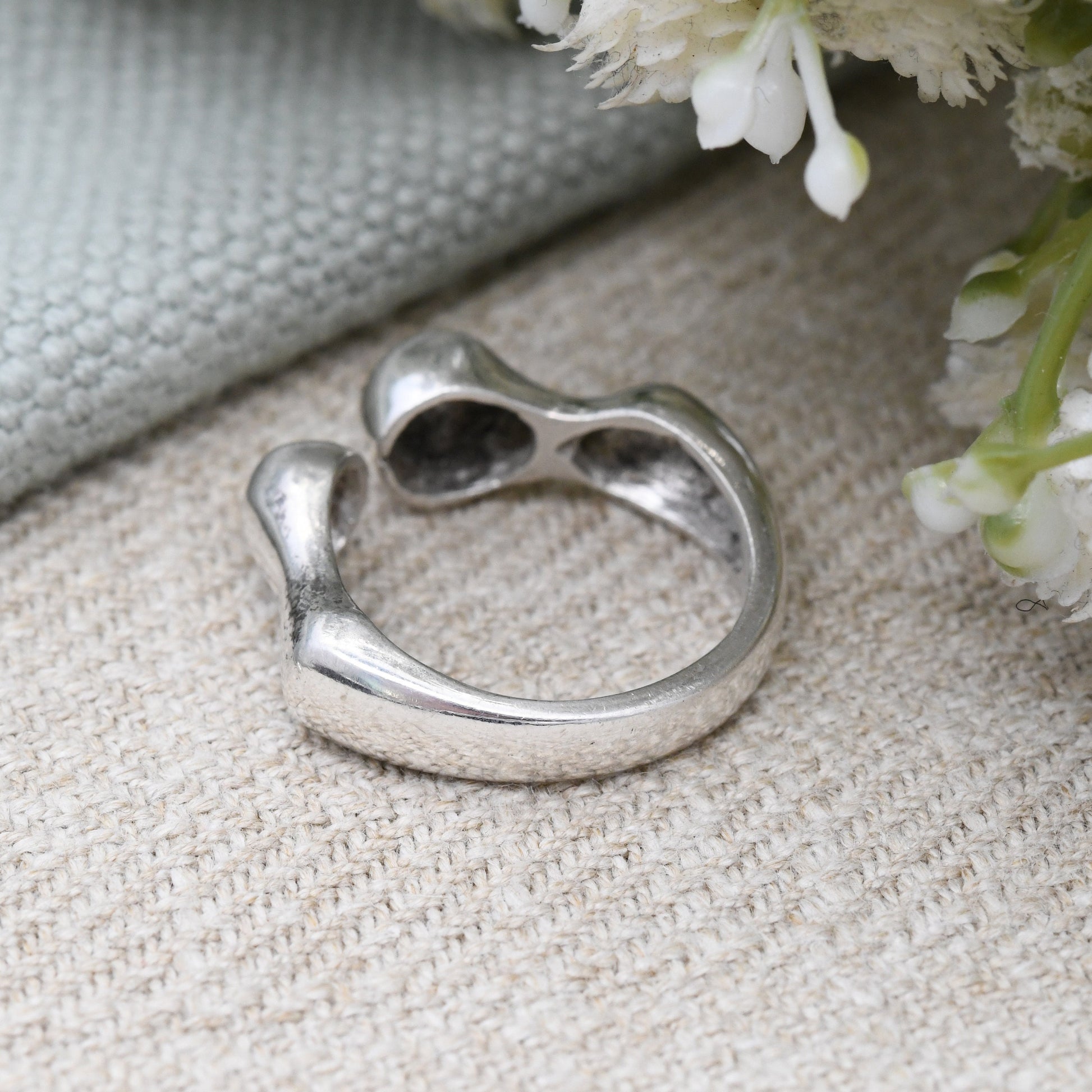 Vintage Silver Ring Ball Form Ring - Modernist Studio Design | Unusual Mid-Century Shape | Open Band | UK Size - L 1/2 | US Size - 6