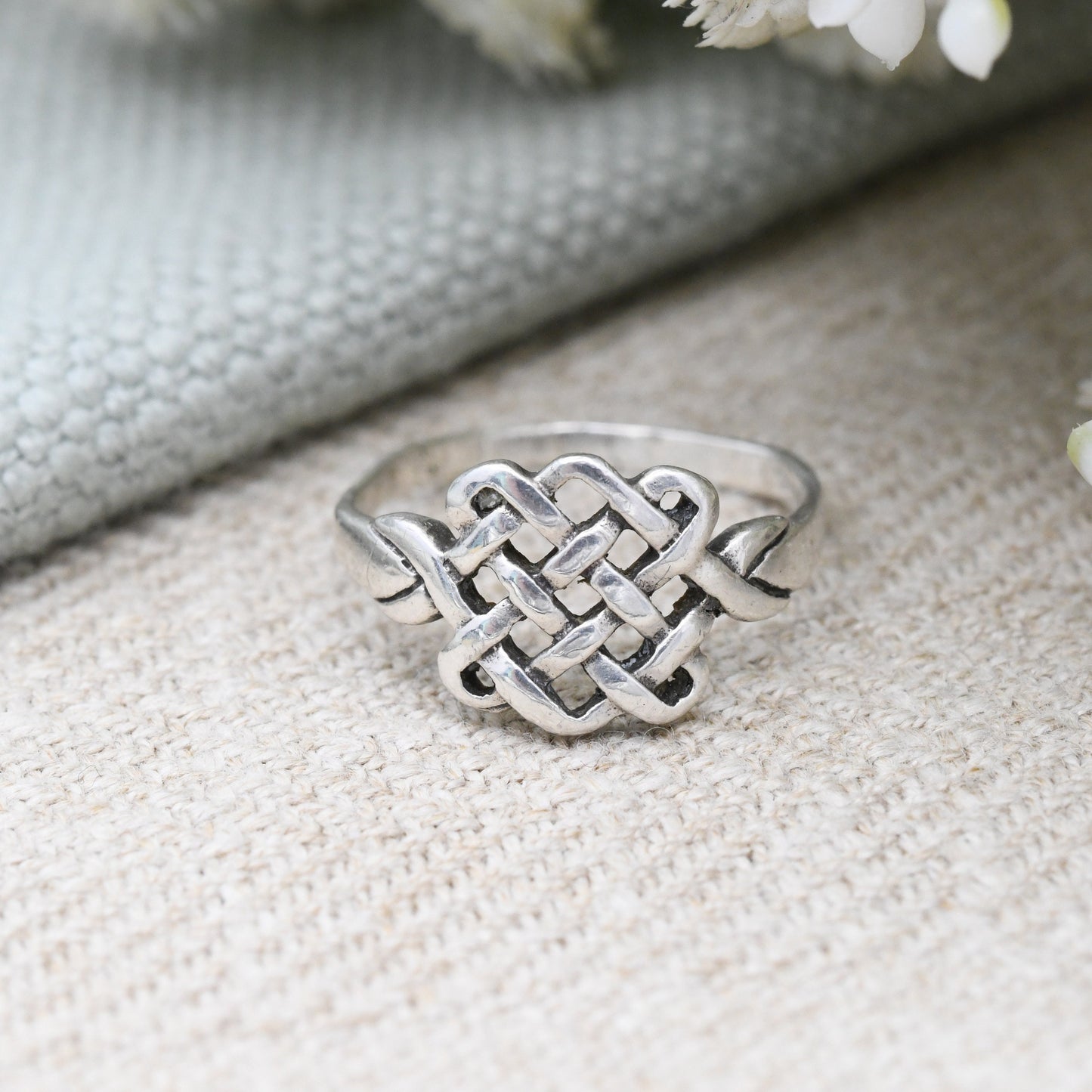 Vintage Sterling Silver Celtic Knot Ring - Woven Design | Unisex Statement | UK Size - L | US Size - 5 3/4