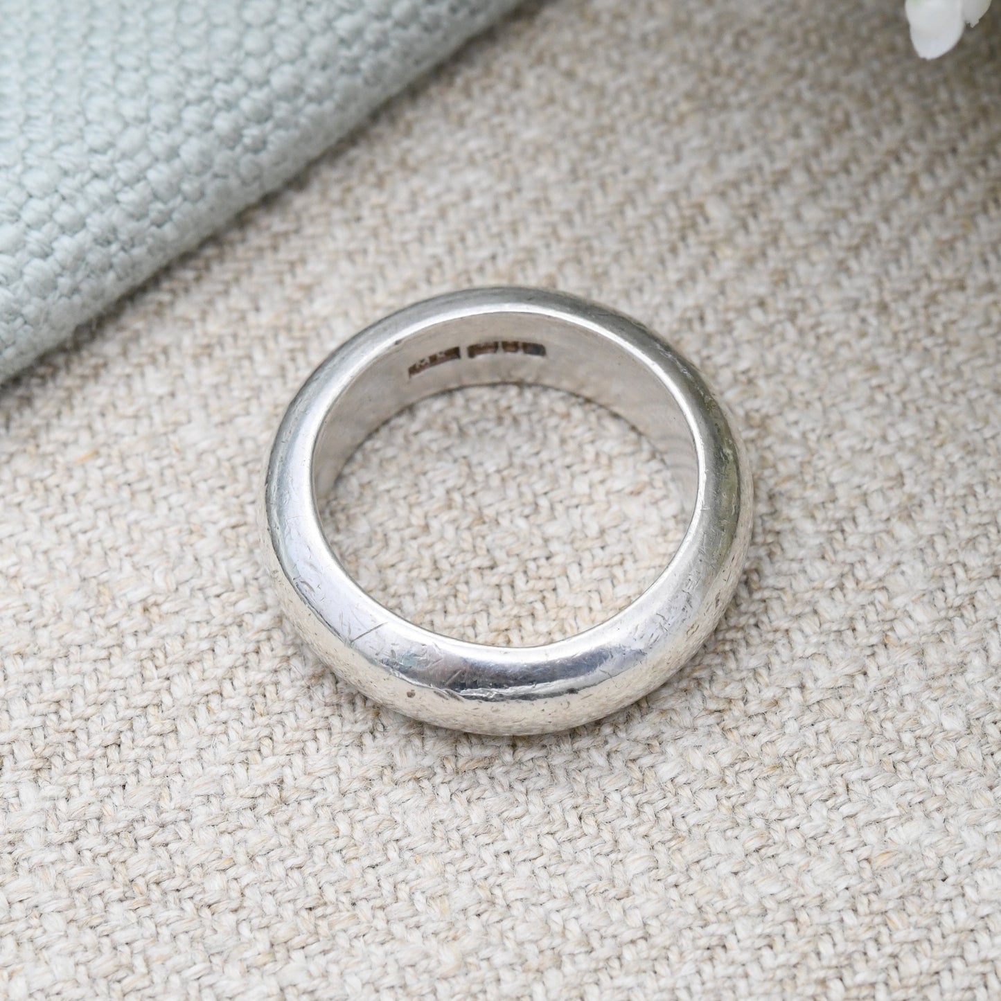 Vintage Sterling Silver Chunky Band Ring 1996 MK - 1990s Y2K Round Band | Heavy Minimalist Unisex Ring | UK Size - M | US Size - 6 1/4