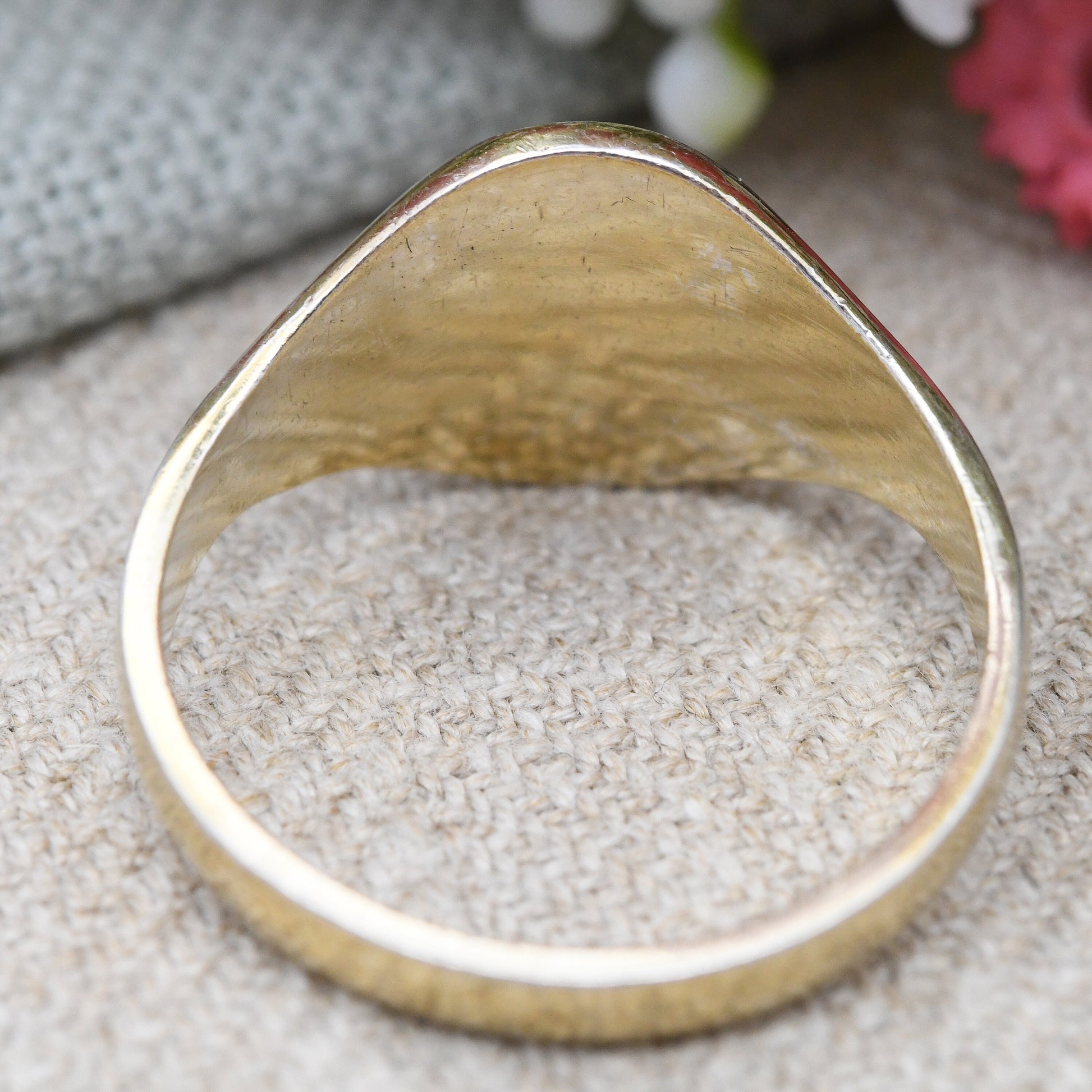 Vintage Gold Plated Sterling Silver Signet Ring 1983 - Unisex Men's Signet | Large Middle Finger Ring | UK Size - Z 1/2 | US Size - 12 3/4