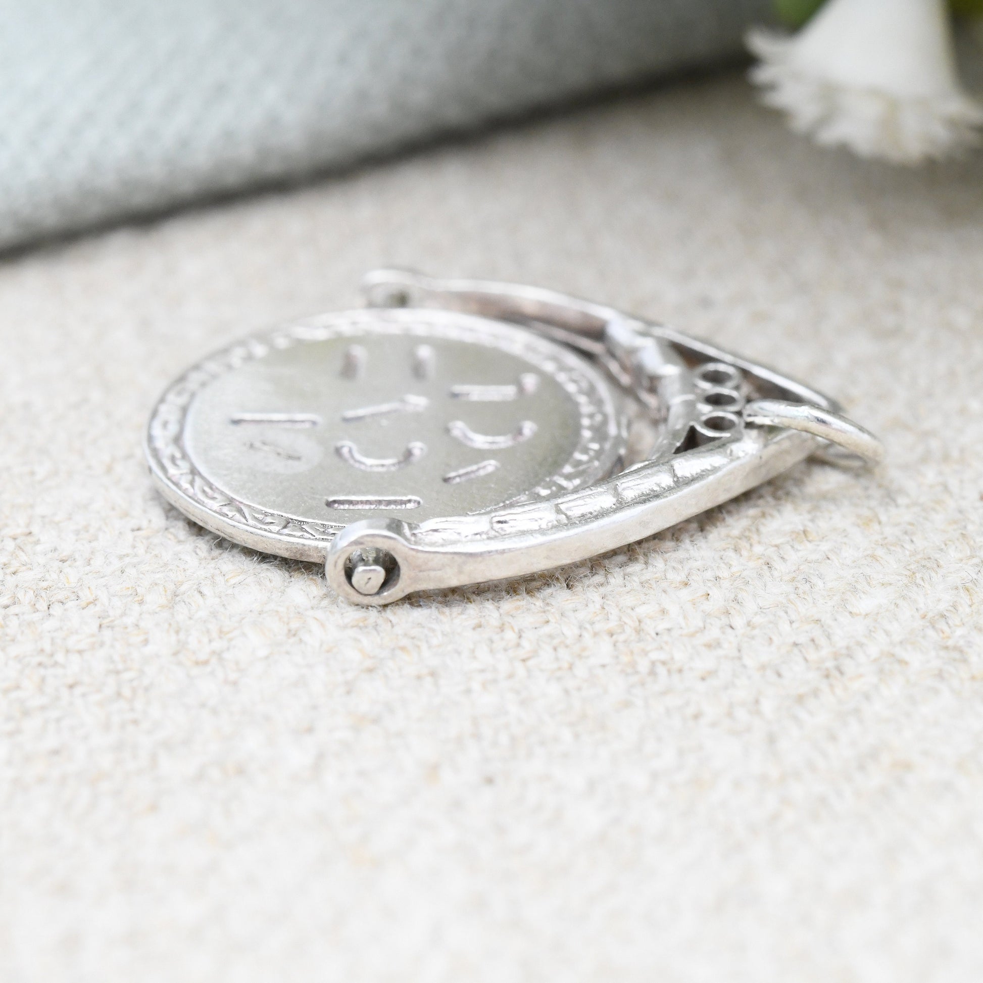 Vintage Sterling Silver I love You Spinning Charm Pendant - Large Spinner Fob Love and Friendship | Gift for Charm Bracelet Necklace Stack