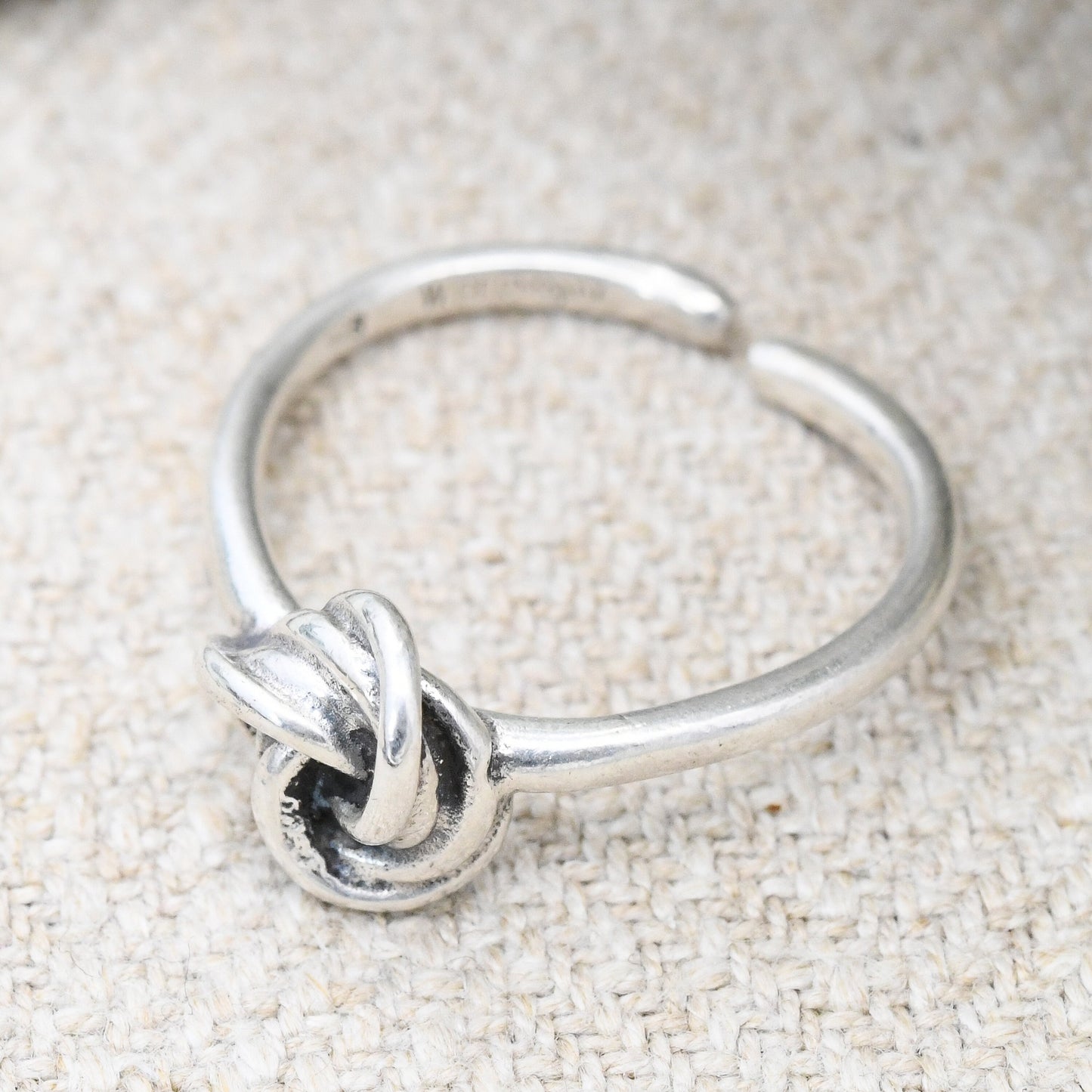 Vintage Sterling Silver Knot Ring Made in West Germany - Minimalist Twisted Knot Ring | Adjustable Open Band | UK Size - N | US Size - 6 3/4