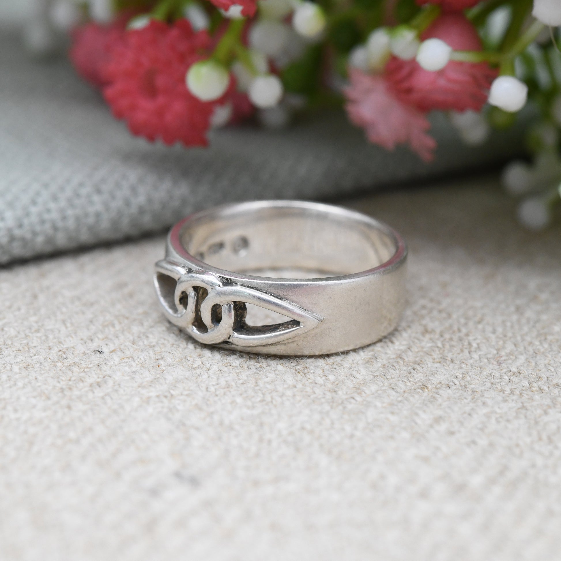 Vintage Sterling Silver Celtic Band Ring by Kit Heath - Openwork Knotted Band | Unisex Chunky Jewellery | UK Size - N 1/2 | US Size - 7