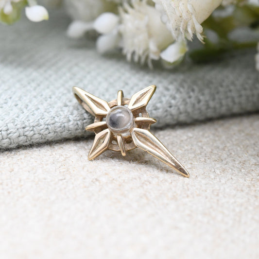 Vintage 9ct Gold North Star Stanhope Pendant - Long Celestial Star Moon Charm Pendant | Pretty Gift for Charm Necklace Stack | Elvish Style