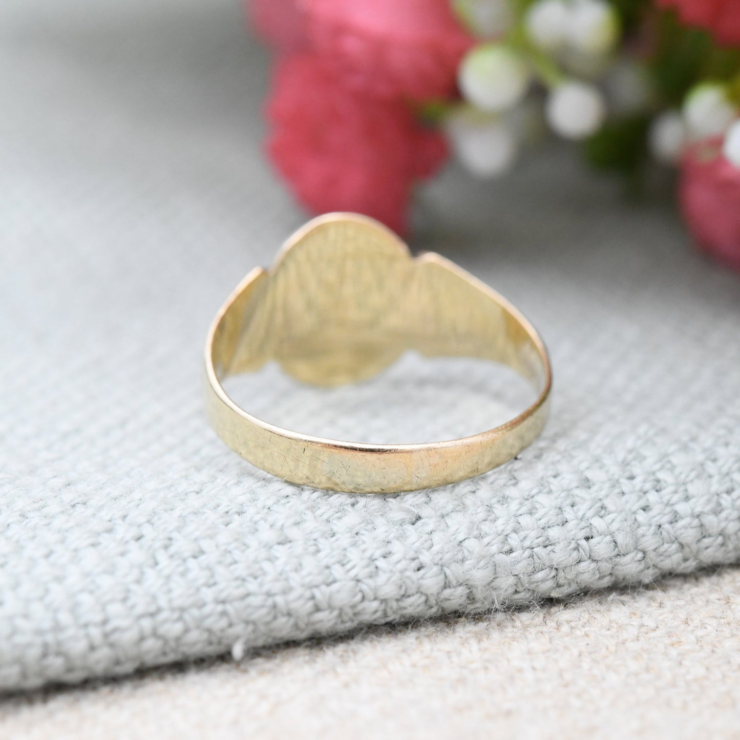 Vintage 9ct Gold Monogram Signet Ring 1955 - Mid-Century Engraved Initial Ring | Unisex Gold Pinkie Ring | UK Size - L | US Size - 5 3/4