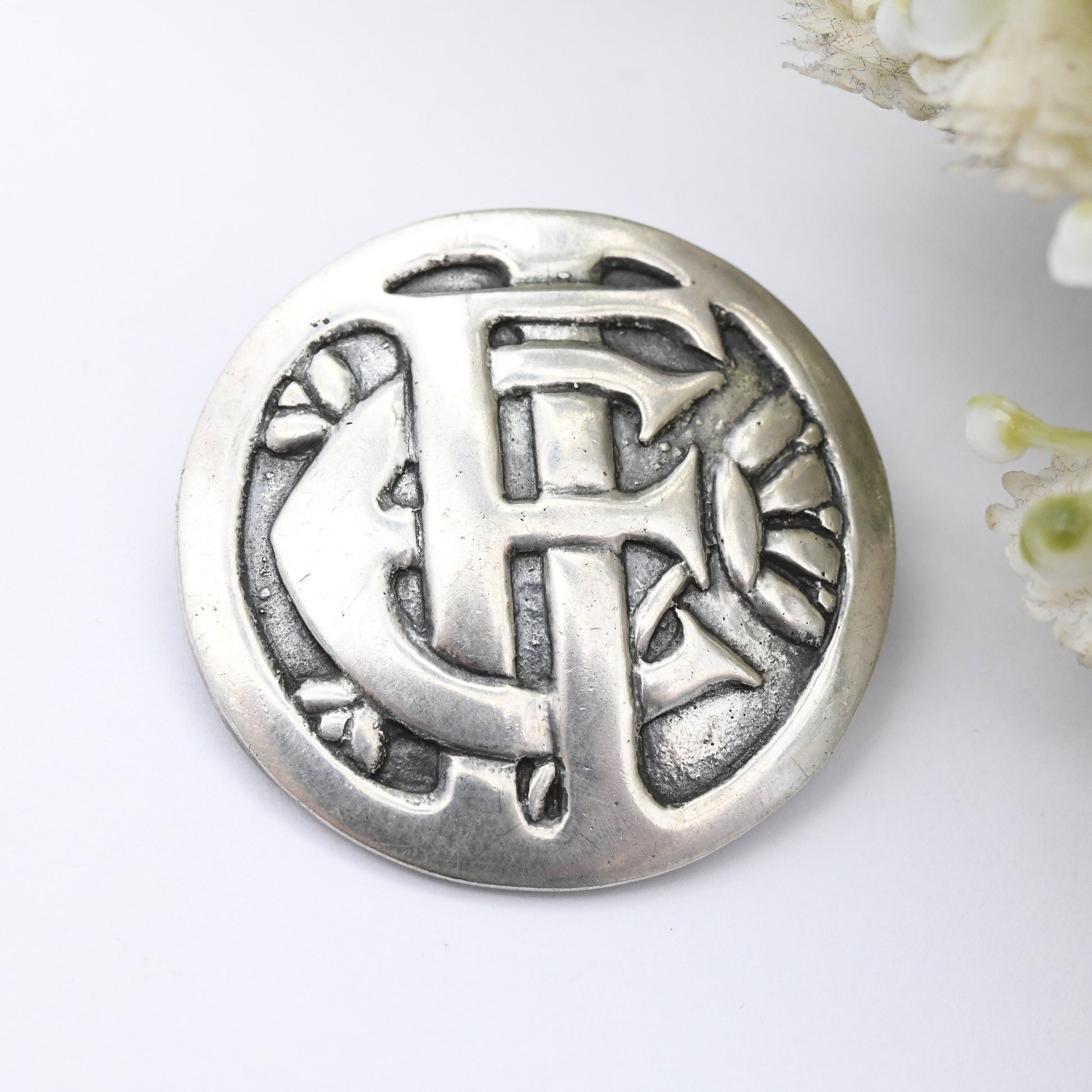 Antique Monogram Brooch Victorian Entwined Letters - Sentimental Name Jewellery | Pretty Gift Calligraphy EFI