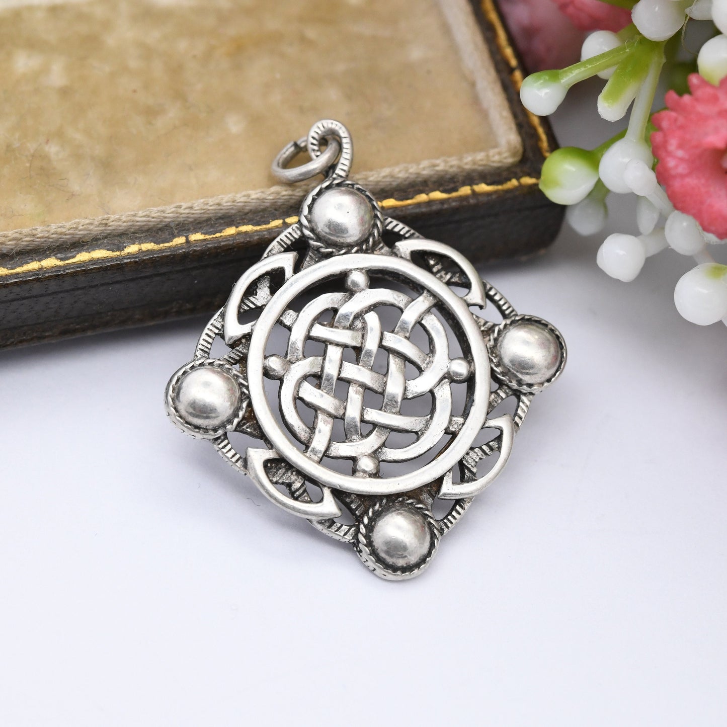 Vintage Sterling Silver Celtic Knot Pendant - Ornate Rope Twist Detail Diamond Shape | Antique Style | for Necklace Stack