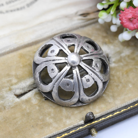 Vintage Maltese Silver Boule Brooch Round Ball - Chunky Heavy Silver Statement Jewellery | European 20th Century Solid Silver