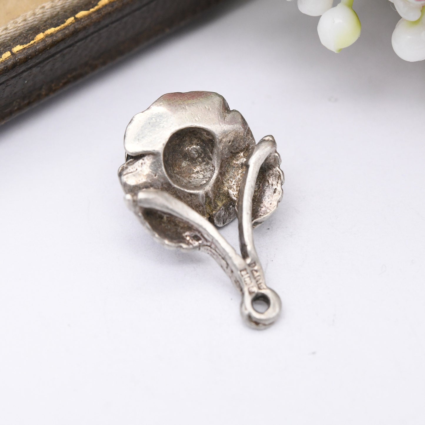 Vintage Sterling Silver Rose Flower Pendant 1977 - Detailed Realistic Style | Pretty Gift for Her