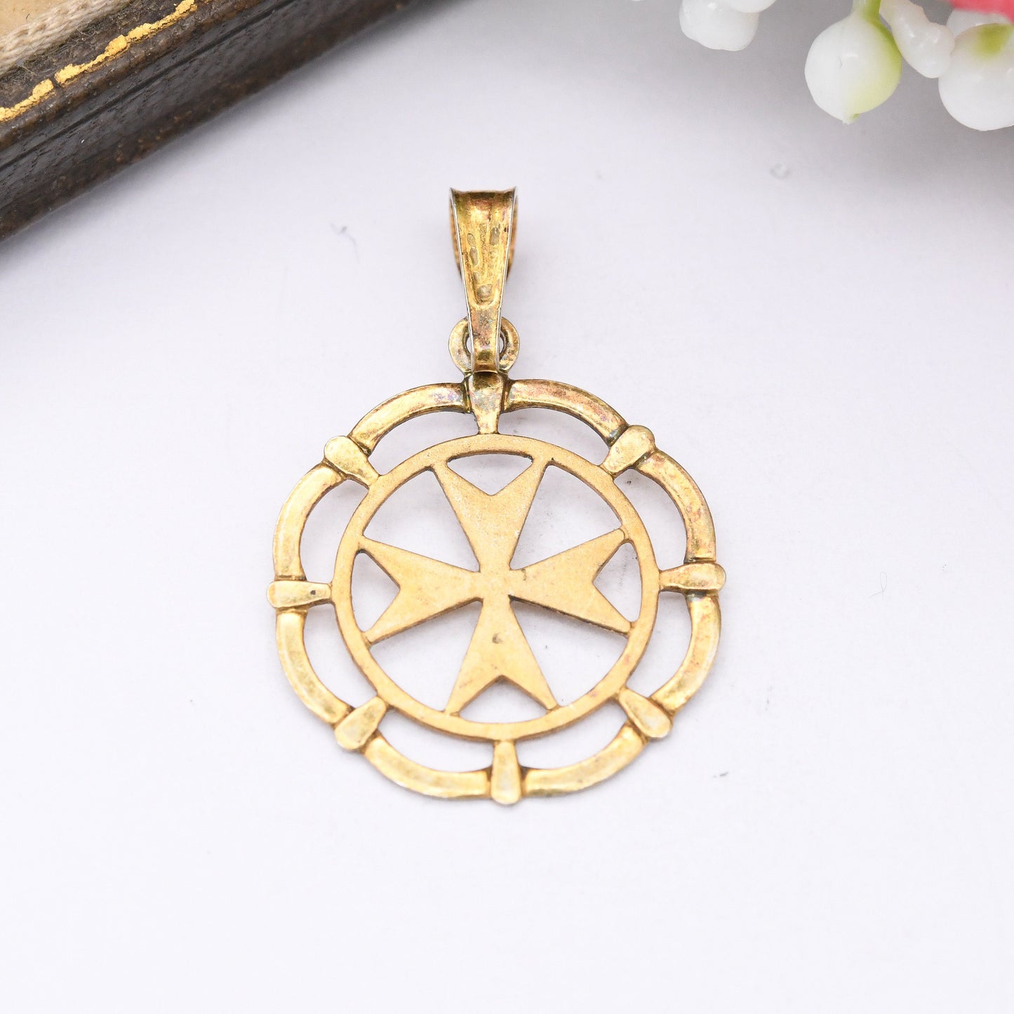 Vintage Gold Plated Sterling Silver Maltese Cross Pendant - Pretty Gift for Charm Necklace Stack