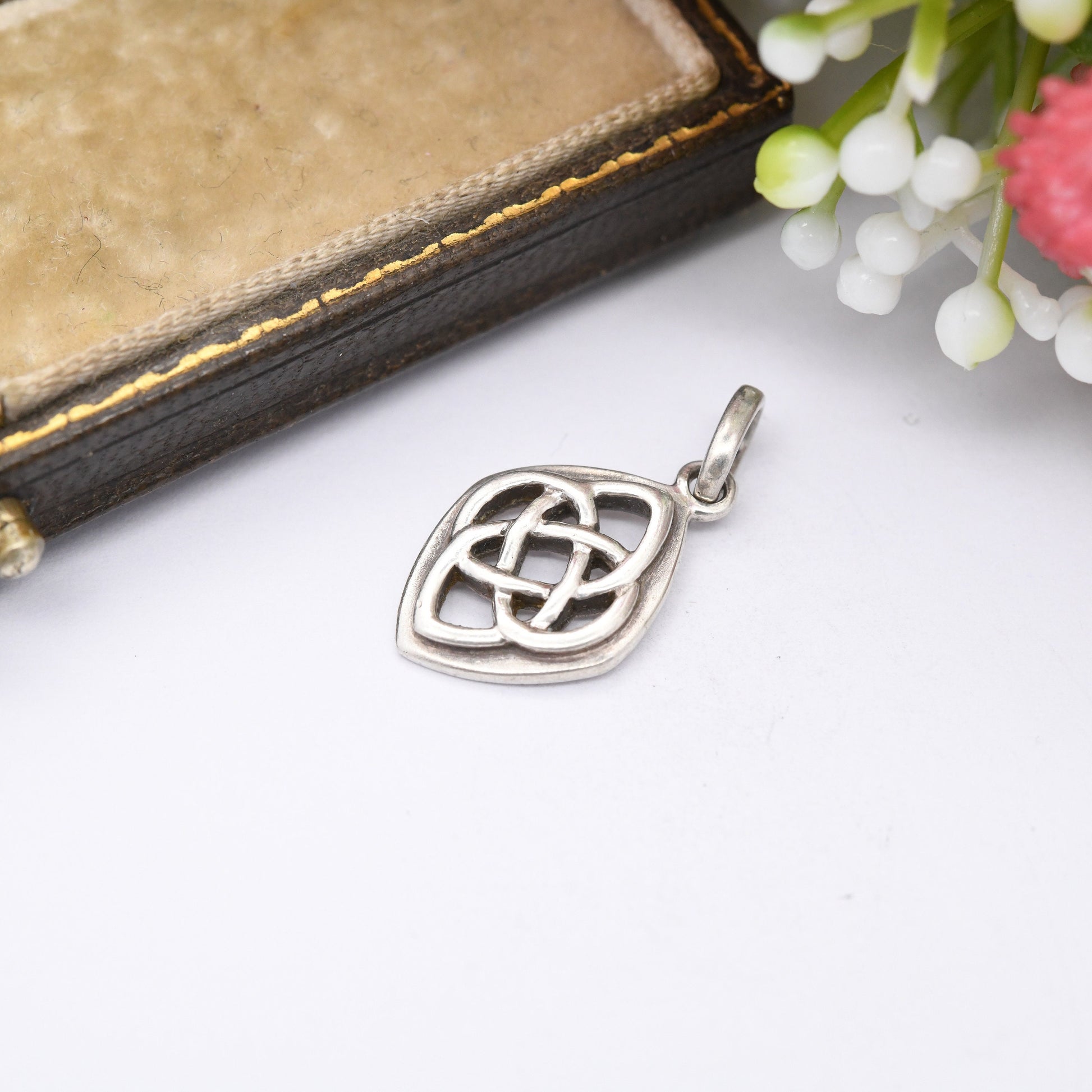 Vintage Sterling Silver Quatrefoil Celtic Knot Pendant by Kit Heath - British Designer 1990s Jewellery | Small Pendant for Charm Necklace