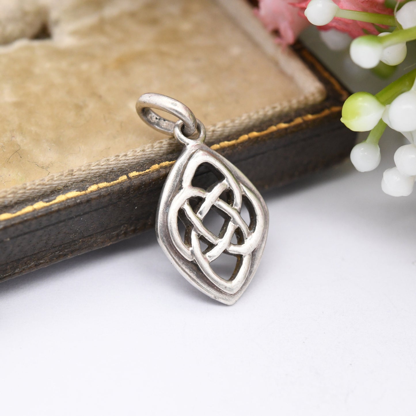 Vintage Sterling Silver Quatrefoil Celtic Knot Pendant by Kit Heath - British Designer 1990s Jewellery | Small Pendant for Charm Necklace