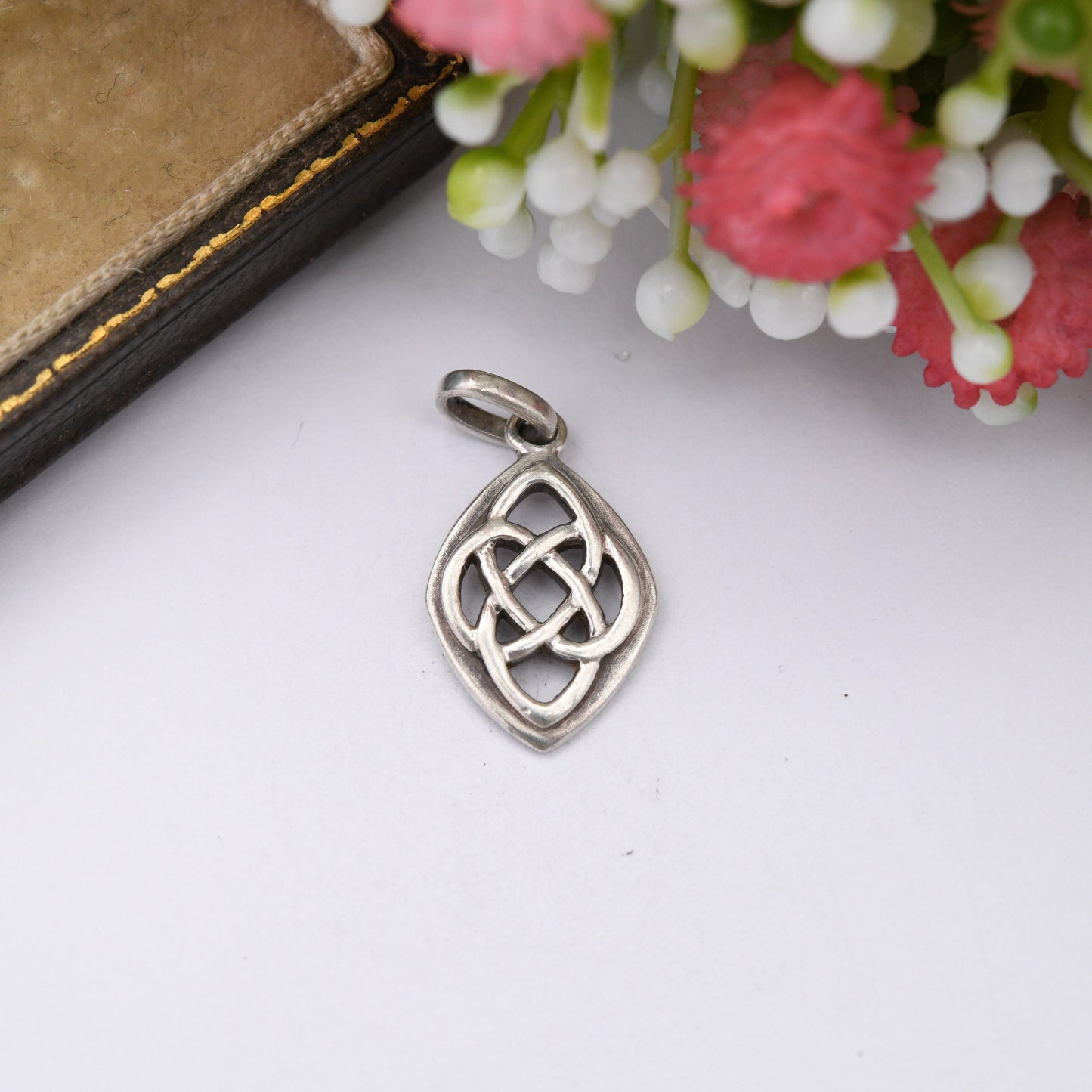 Vintage Sterling Silver Quatrefoil Celtic Knot Pendant by Kit Heath - British Designer 1990s Jewellery | Small Pendant for Charm Necklace